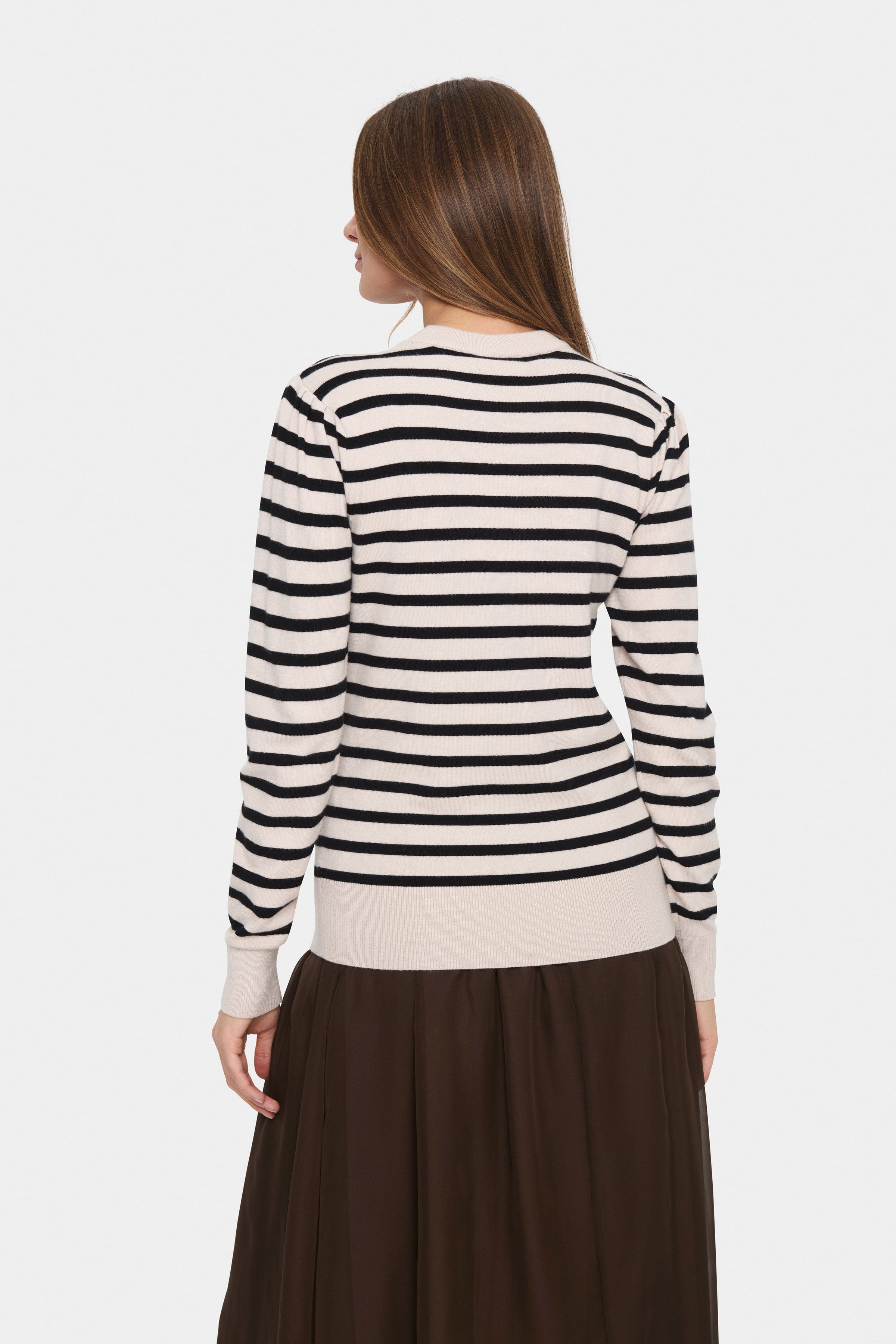 Saint Tropez Fikam Stripe Long Sleeve Jumper - Black