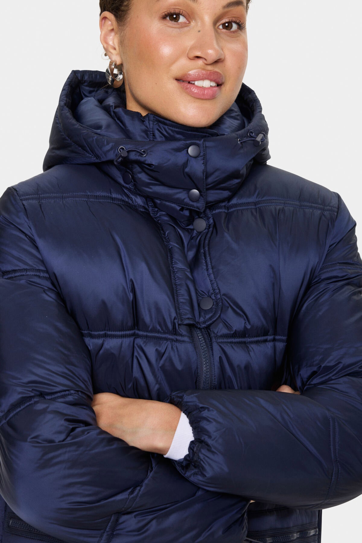 Saint Tropez Frances Longline Puffer Coat - Night Sky