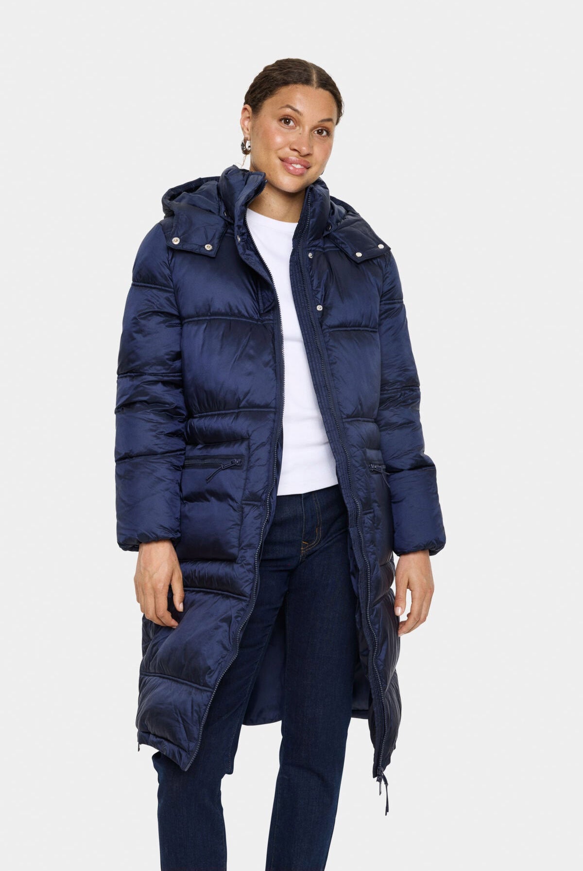 Saint Tropez Frances Longline Puffer Coat - Night Sky