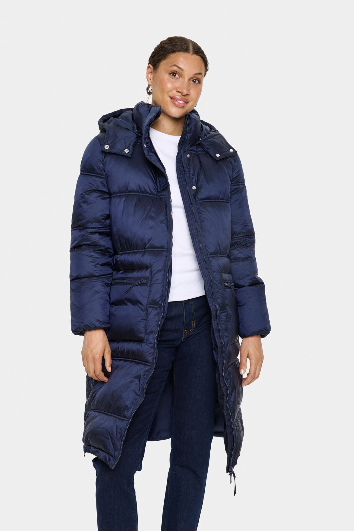 Saint Tropez Frances Longline Puffer Coat - Night Sky