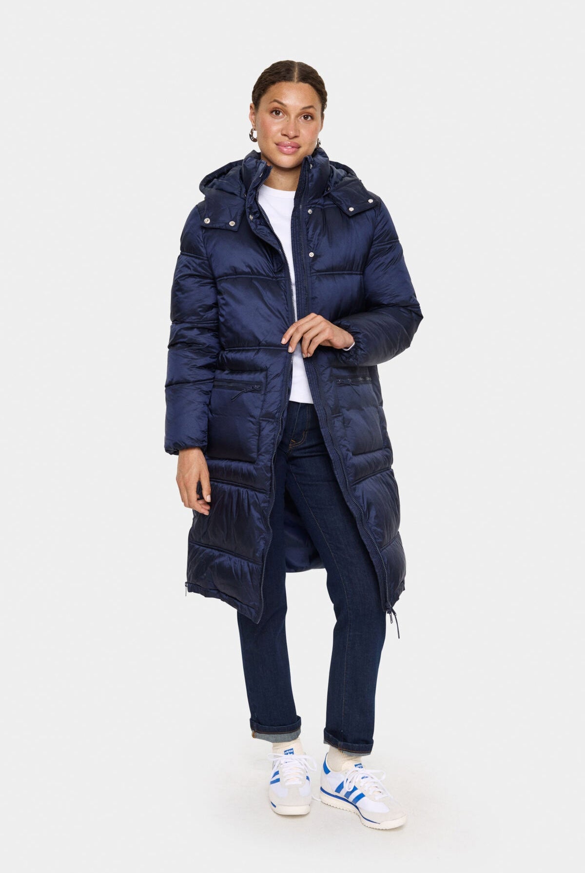 Saint Tropez Frances Longline Puffer Coat - Night Sky