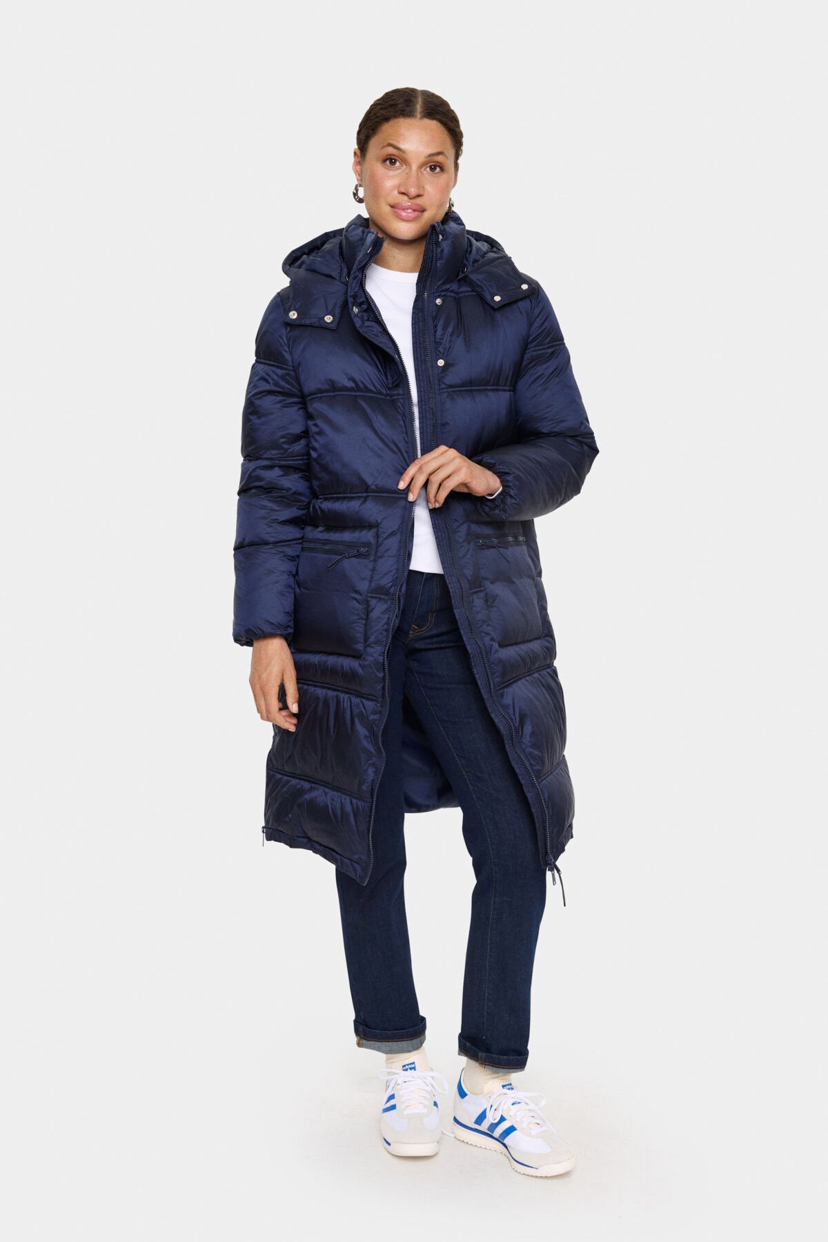 Saint Tropez Frances Longline Puffer Coat - Night Sky