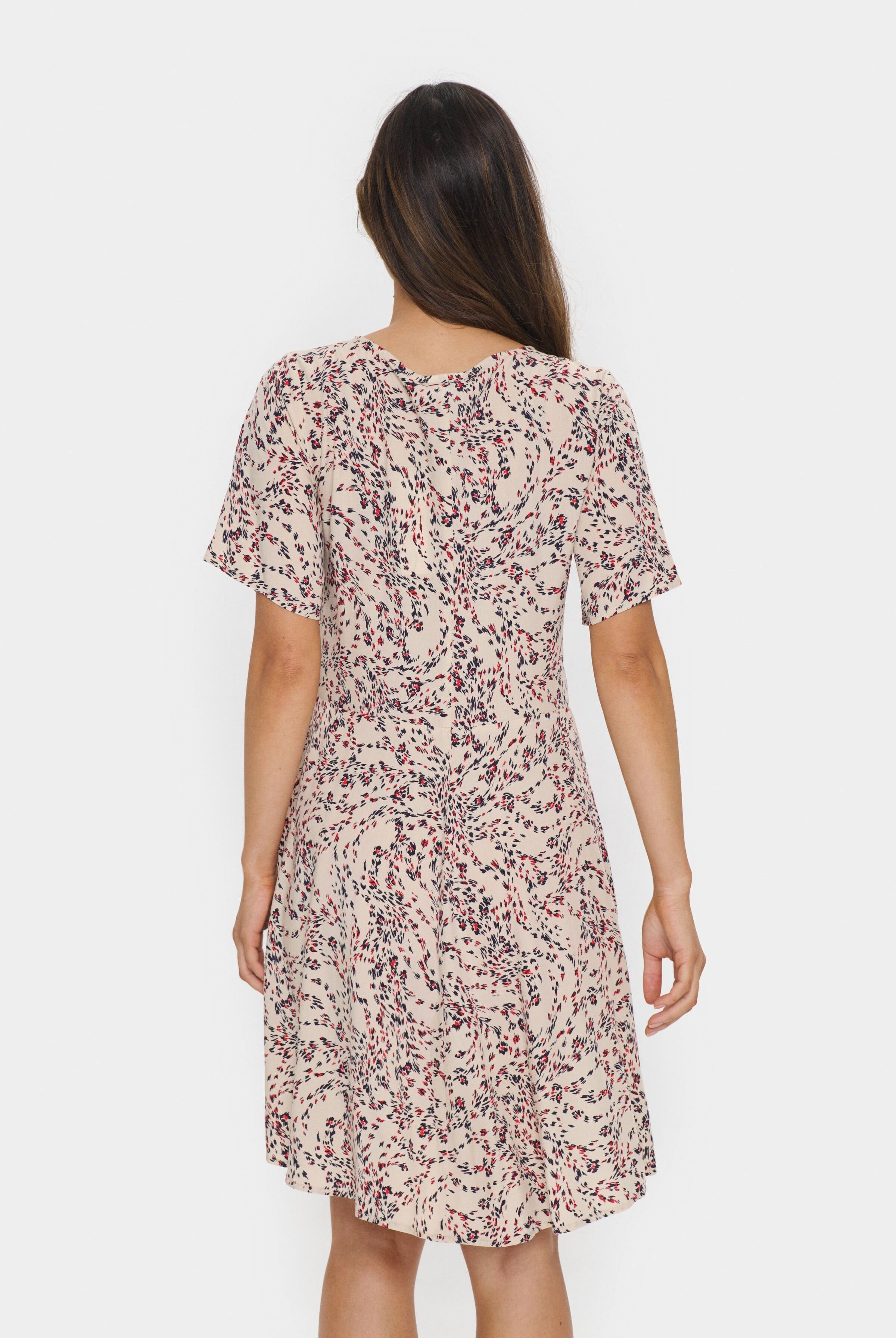 Saint Tropez Gisla Mini Dress - Fog Windswept Leaves