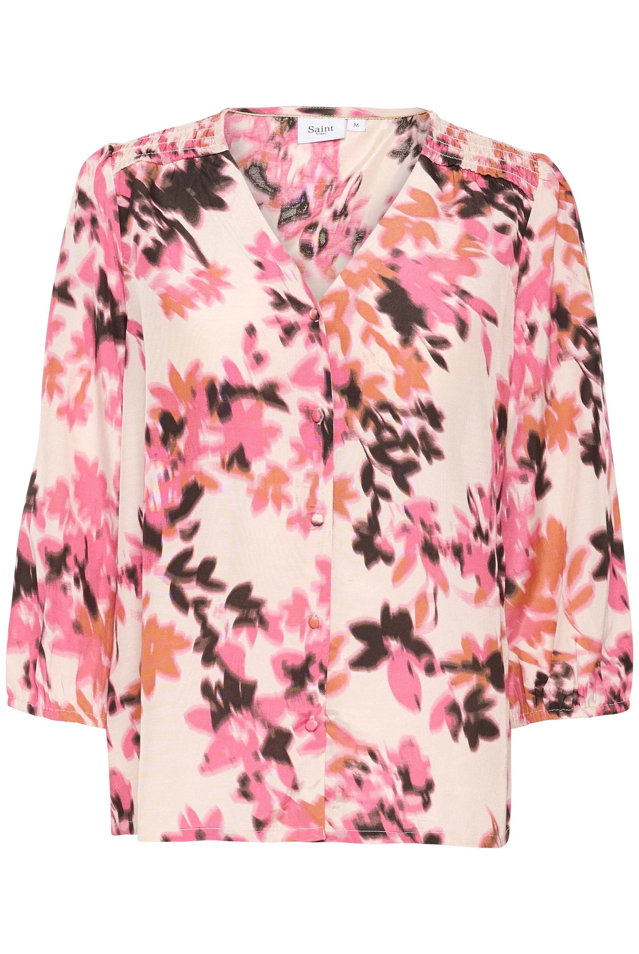 Saint Tropez Gracy Printed Blouse - Gray Chateau Blooms