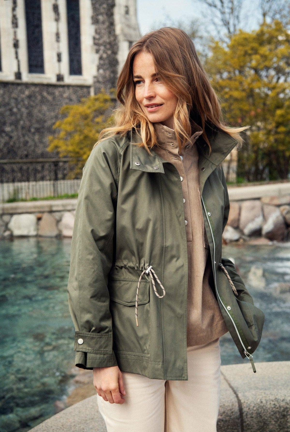 Saint Tropez Idris Cotton Blend Utility Jacket - Musk