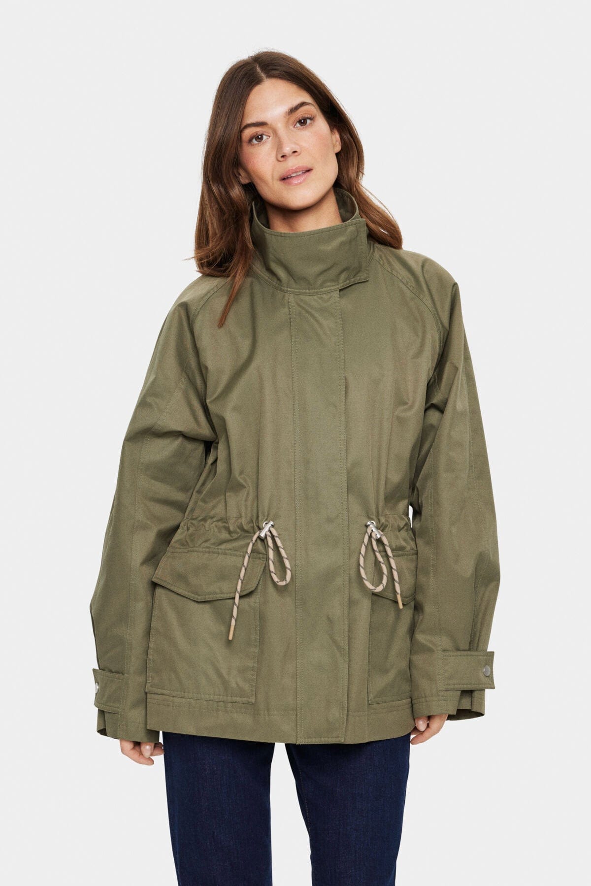 Saint Tropez Idris Cotton Blend Utility Jacket - Musk