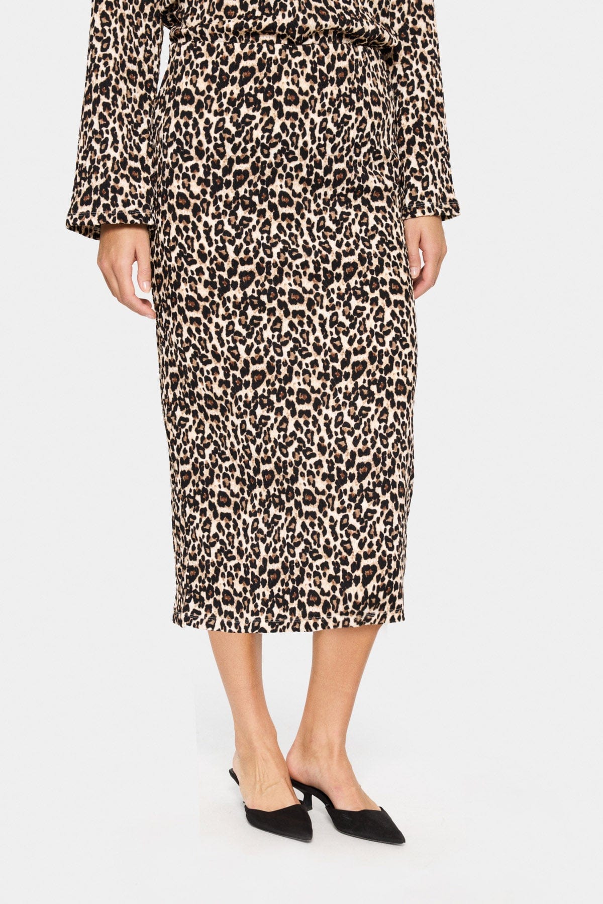 Saint Tropez Ilyssa Stretch Waist Midi Skirt - Black Reg Leo
