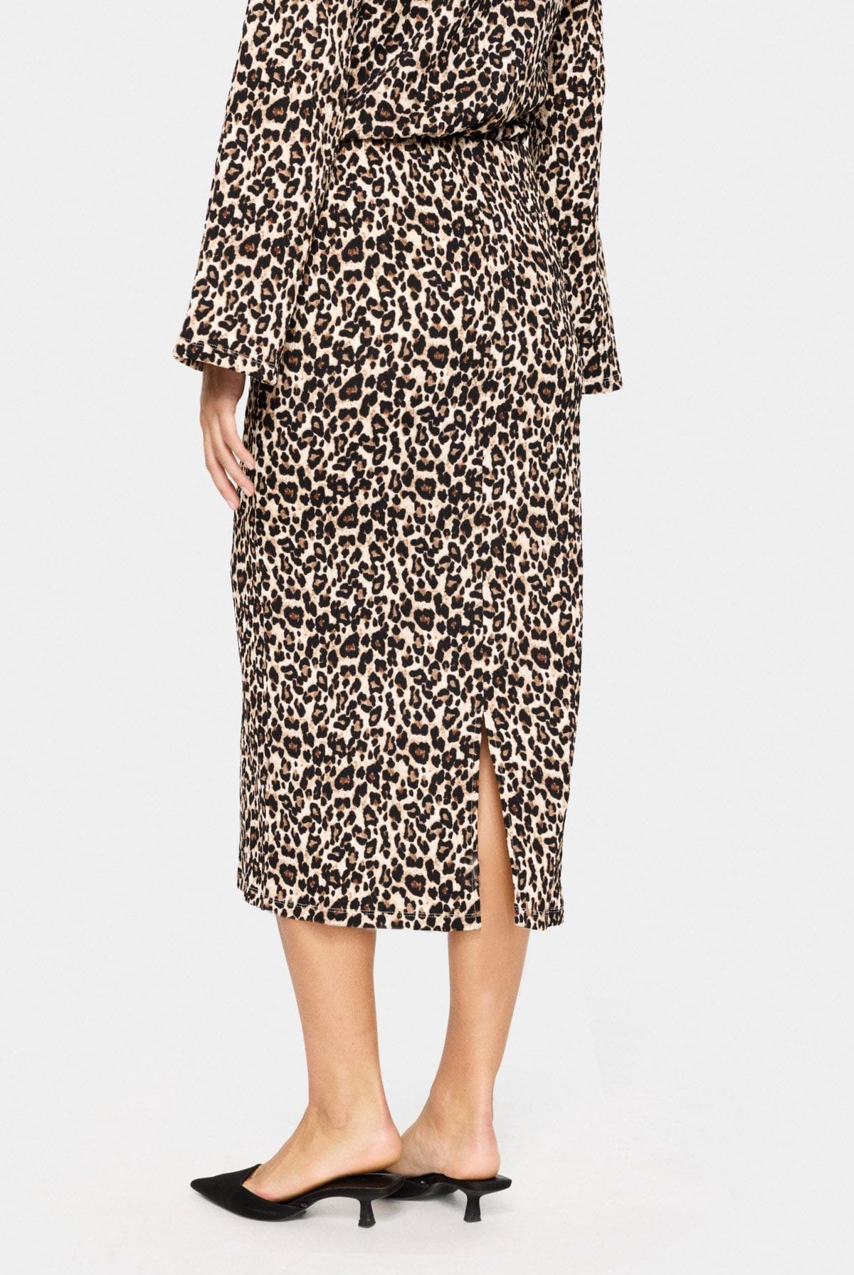 Saint Tropez Ilyssa Stretch Waist Midi Skirt - Black Reg Leo