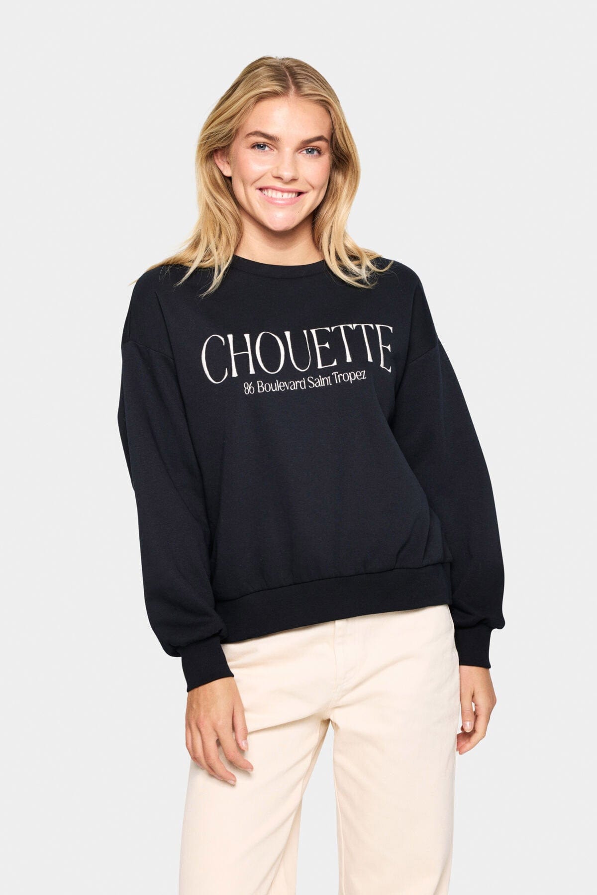 Saint Tropez Inez Slogan Sweatshirt - Black
