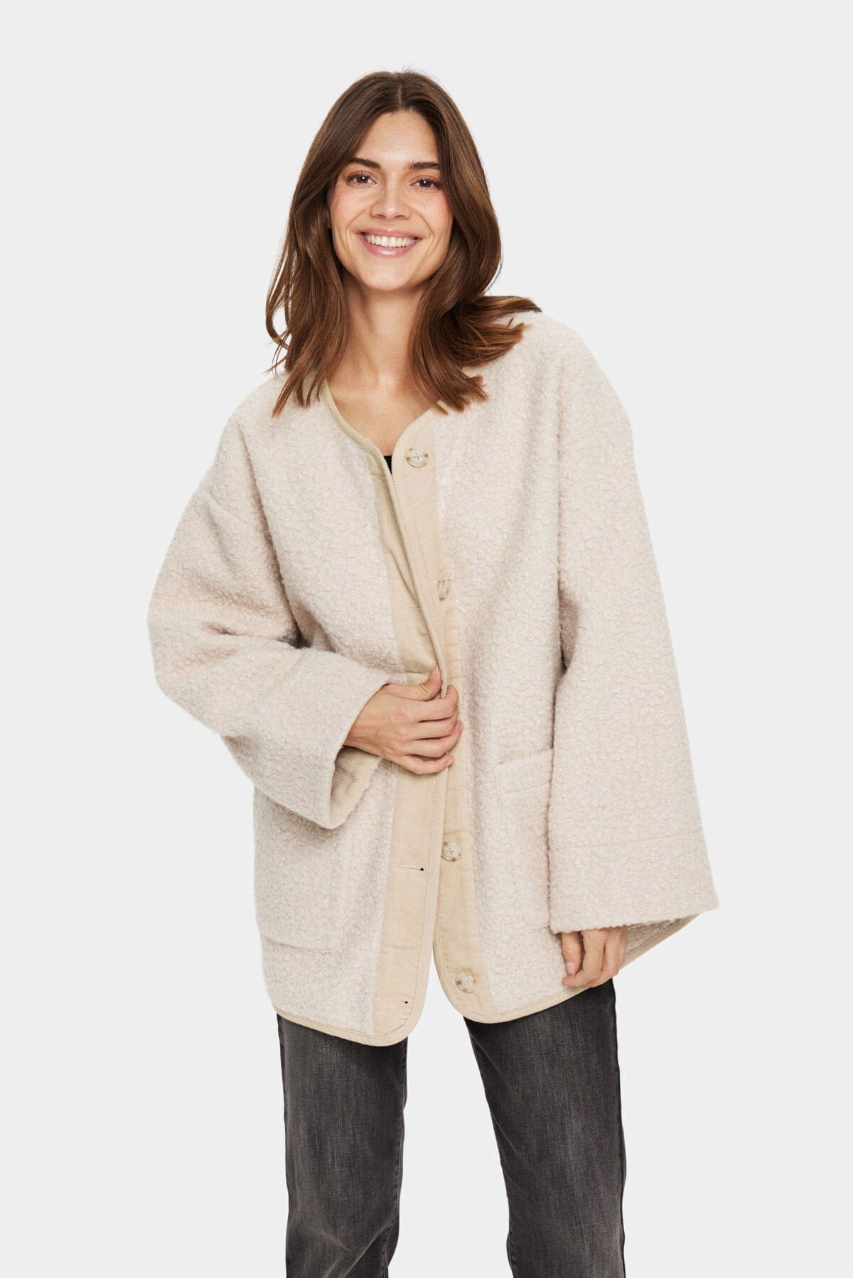 Saint Tropez Inley Boucle Style Jacket - Feather Gray