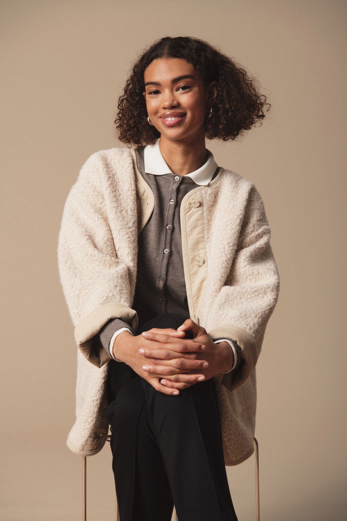 Saint Tropez Inley Boucle Style Jacket - Feather Gray