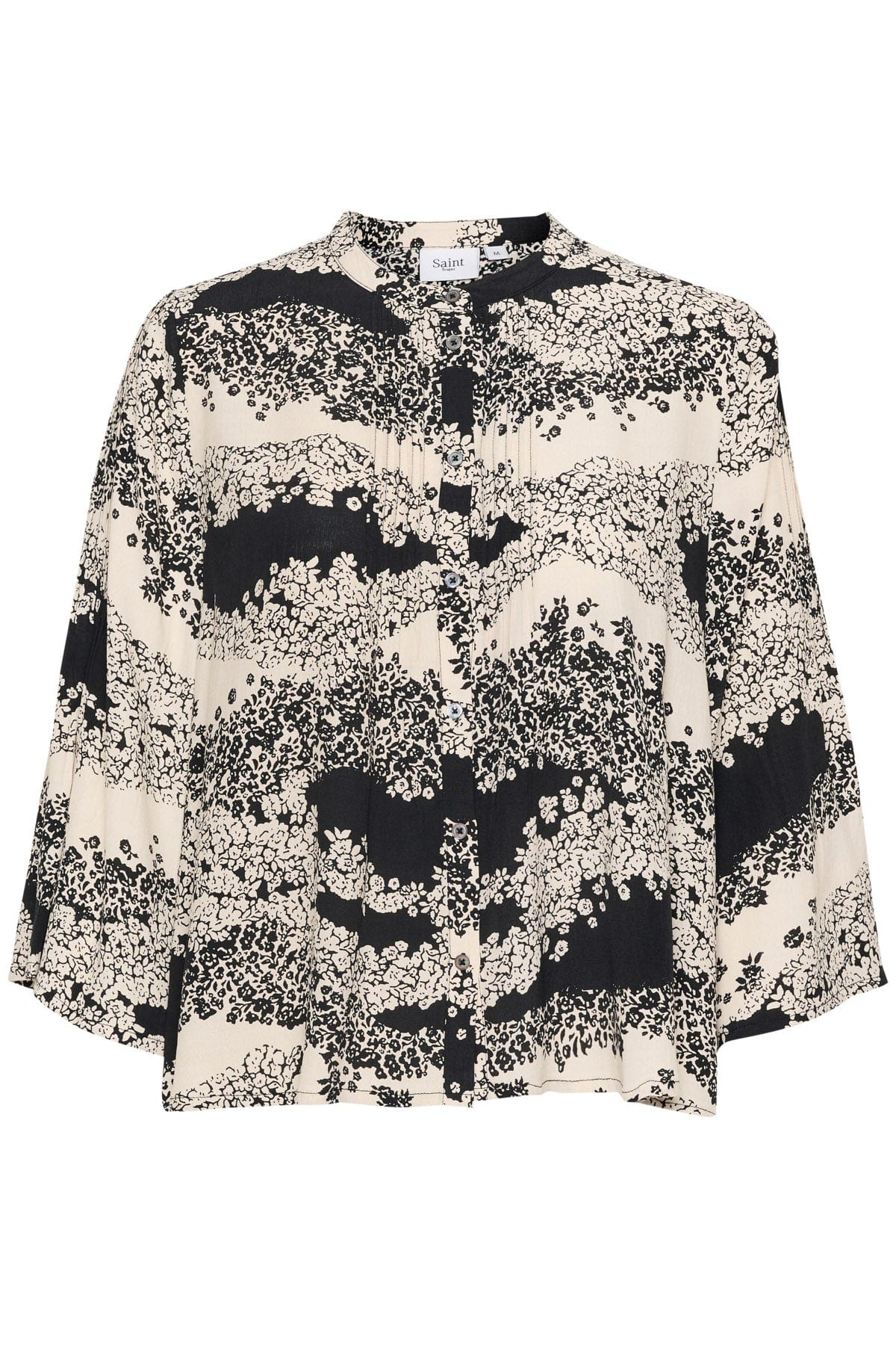 Saint Tropez Iselin Printed Shirt - Black Wavy Flowers