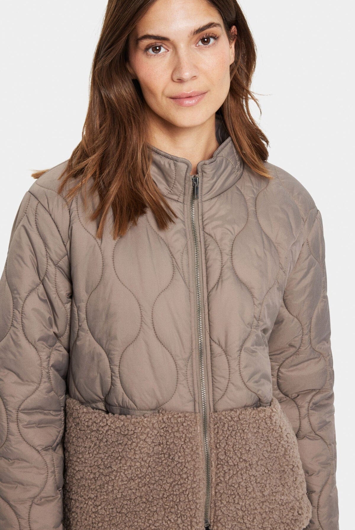 Saint Tropez Isodora Quilted Teddy Jacket - Cinder