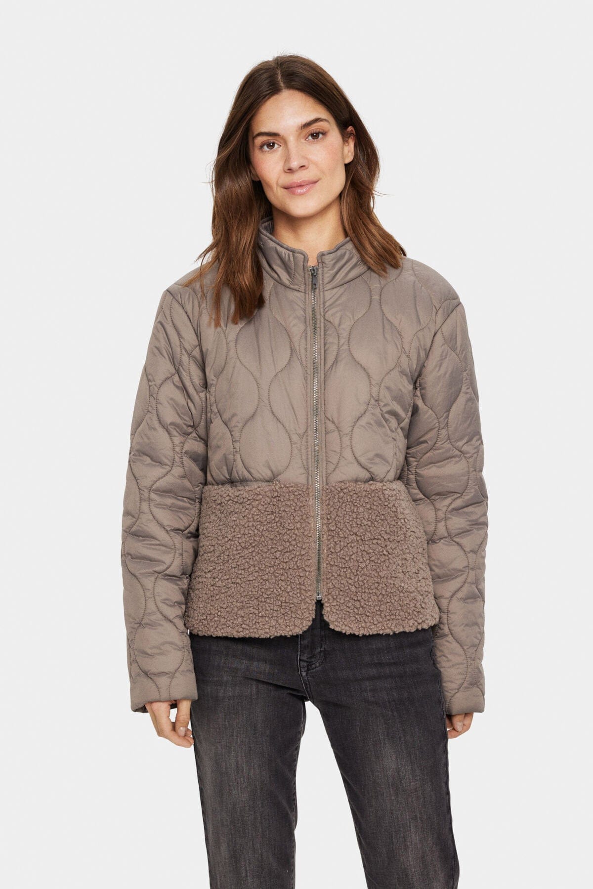 Saint Tropez Isodora Quilted Teddy Jacket - Cinder