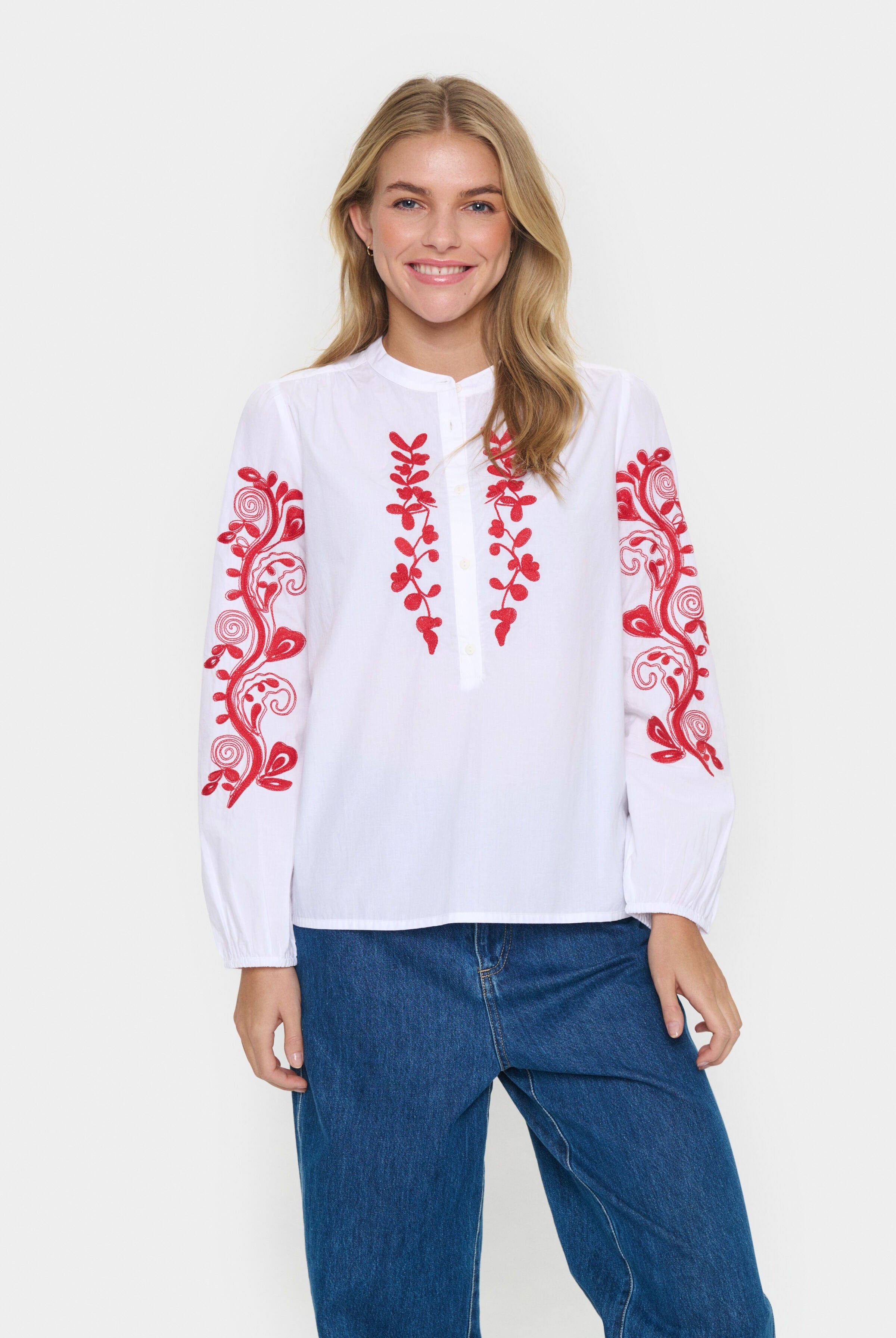 Saint Tropez Jesabel Embroidered Detail Shirt - Bright White