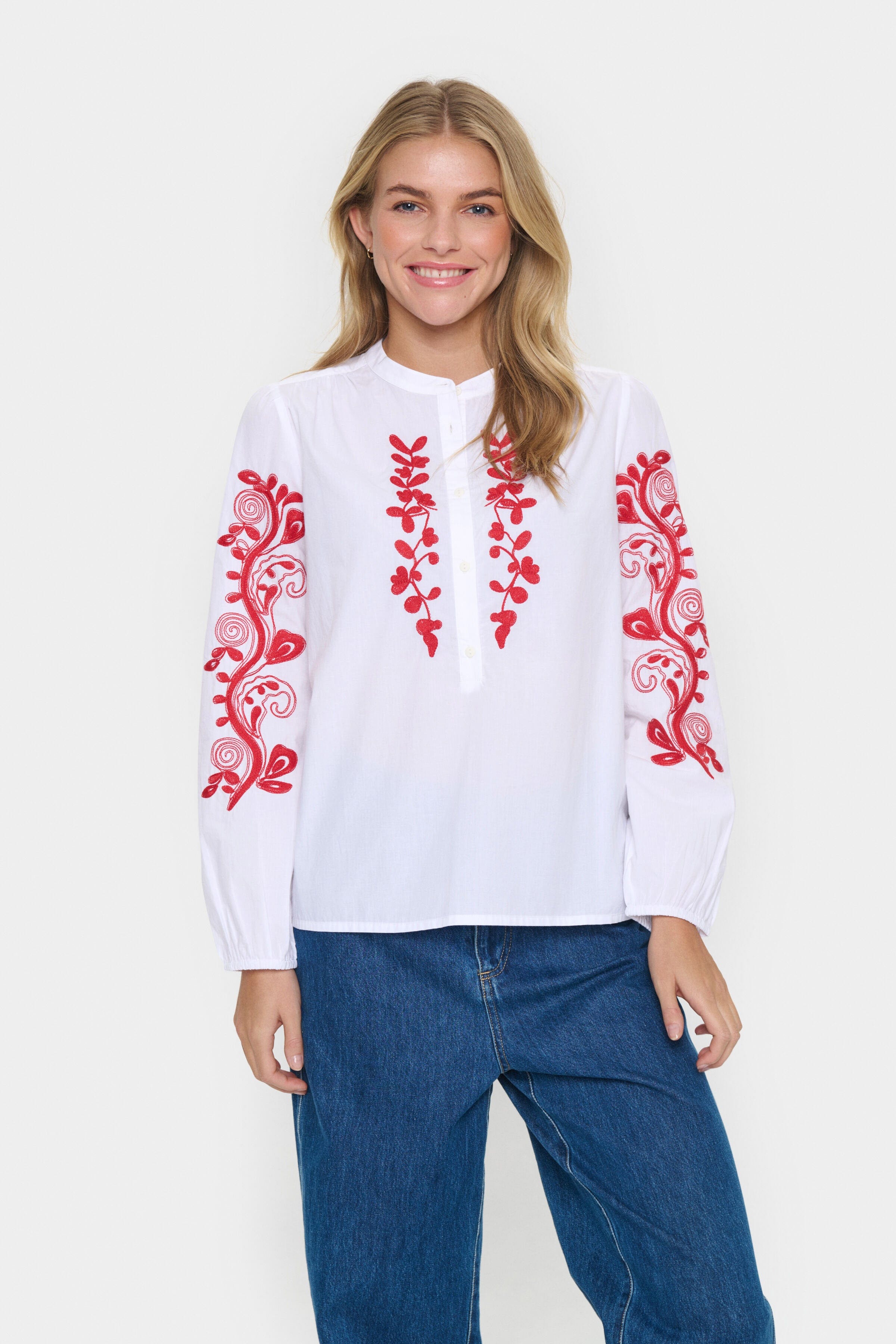 Saint Tropez Jesabel Embroidered Detail Shirt - Bright White