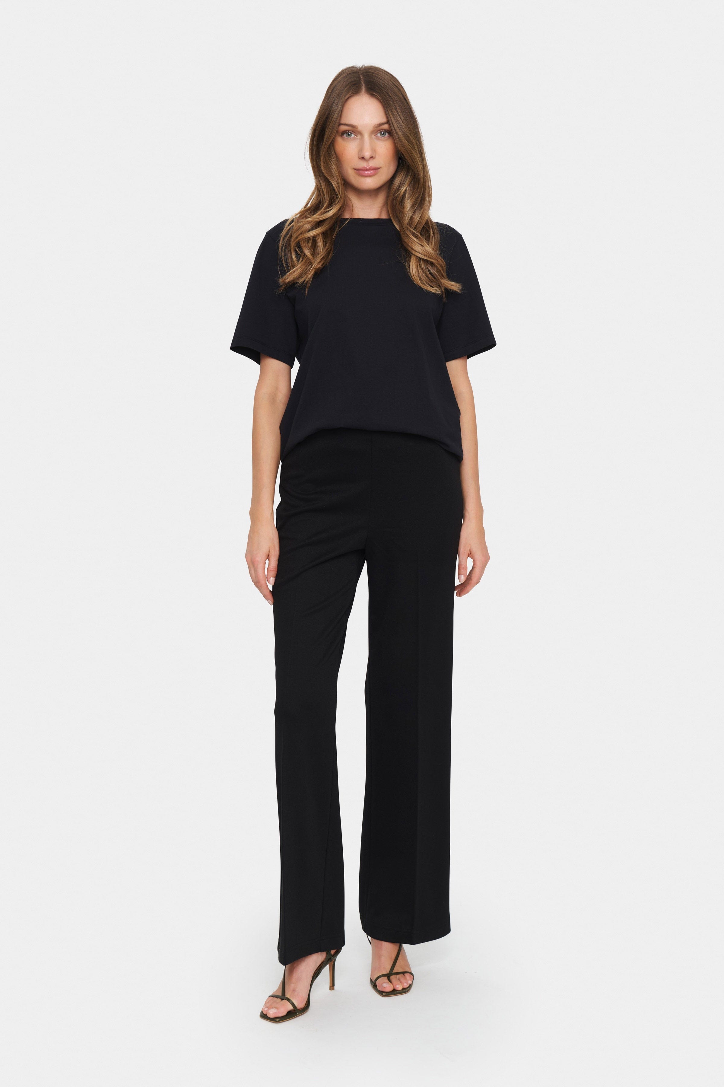 Saint Tropez Kaileen Elasticated Waist Wide Leg Trousers - Black