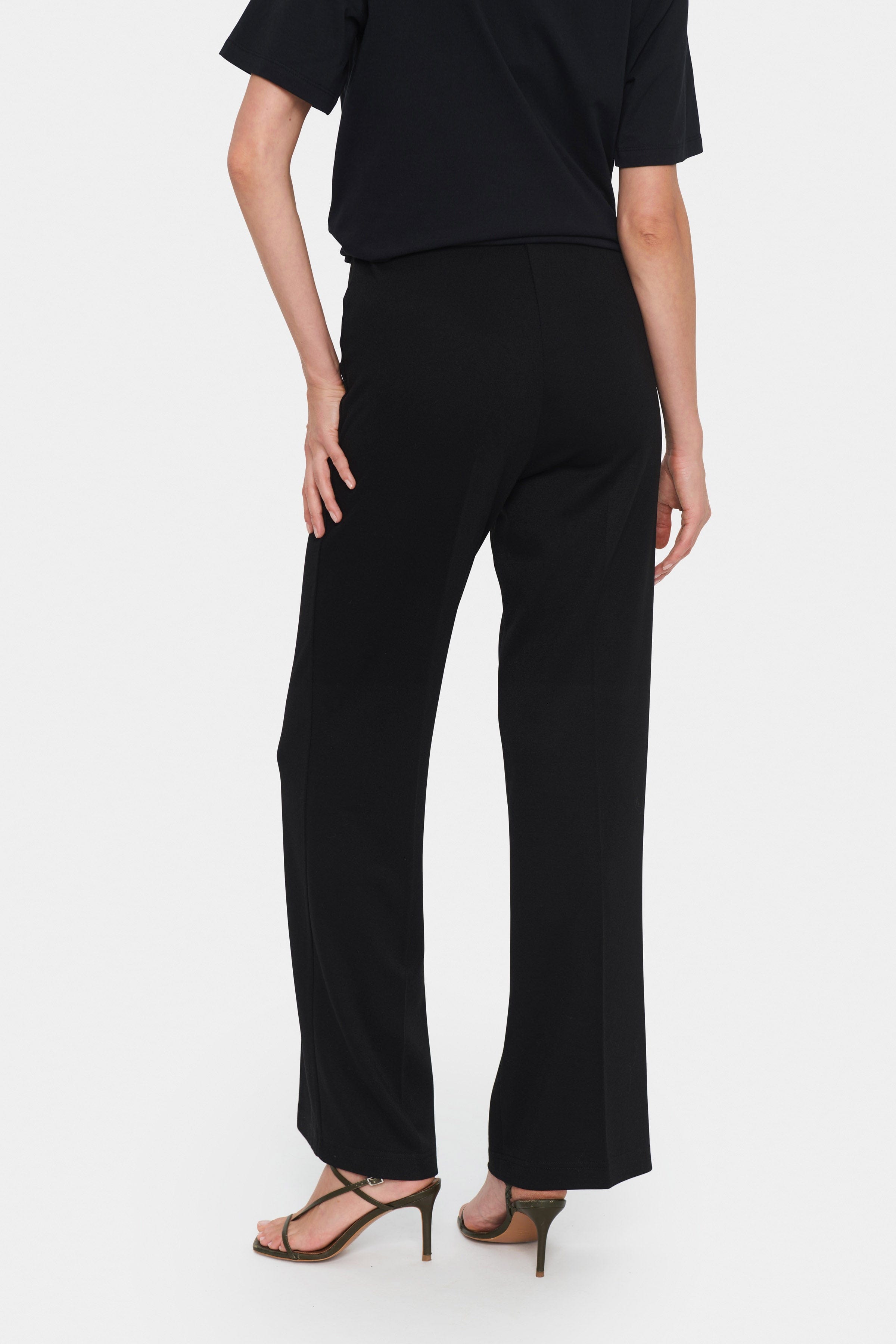 Saint Tropez Kaileen Elasticated Waist Wide Leg Trousers - Black