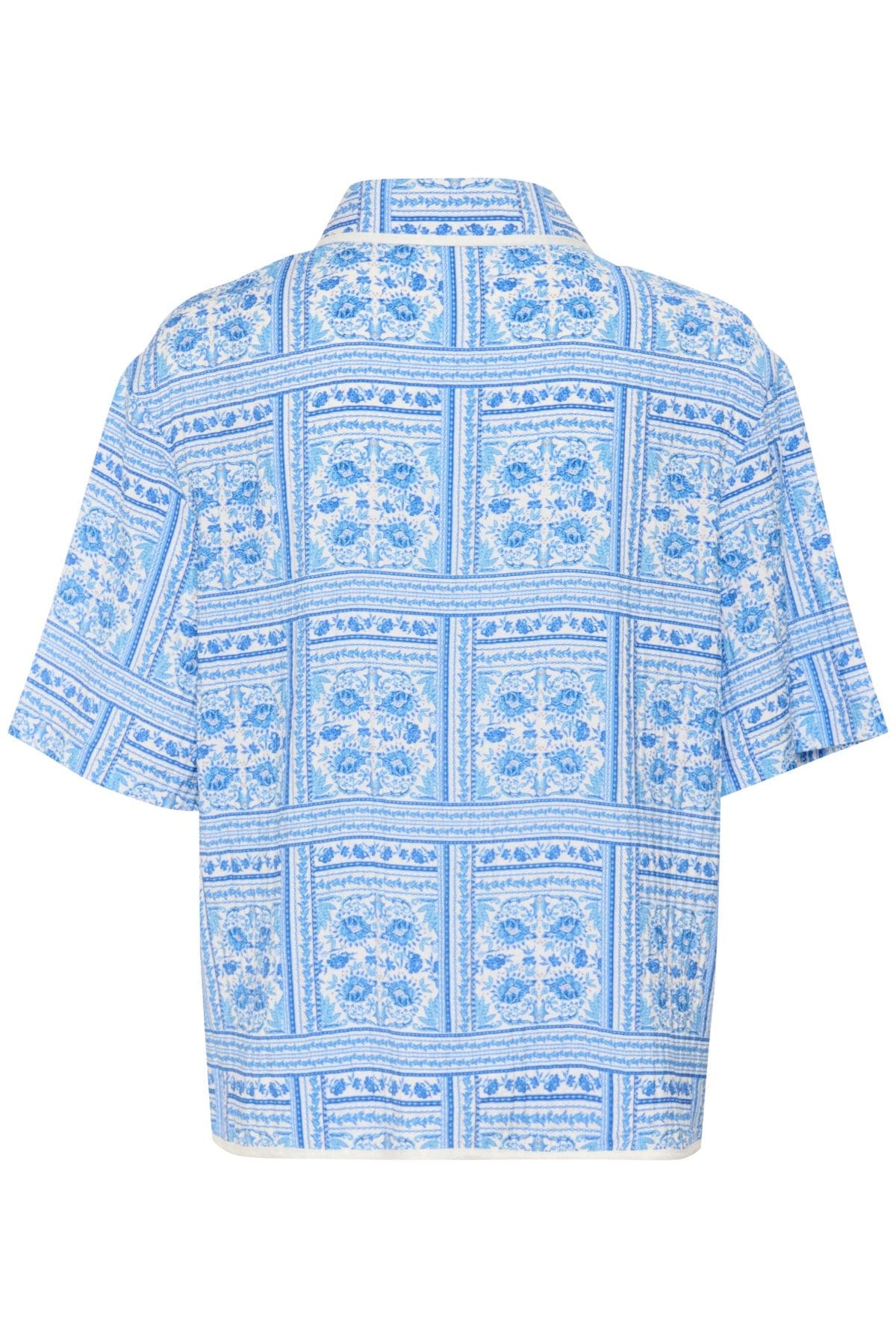 Saint Tropez Kaisa Printed Short Sleeve Shirt - Campanula Paisley Squares