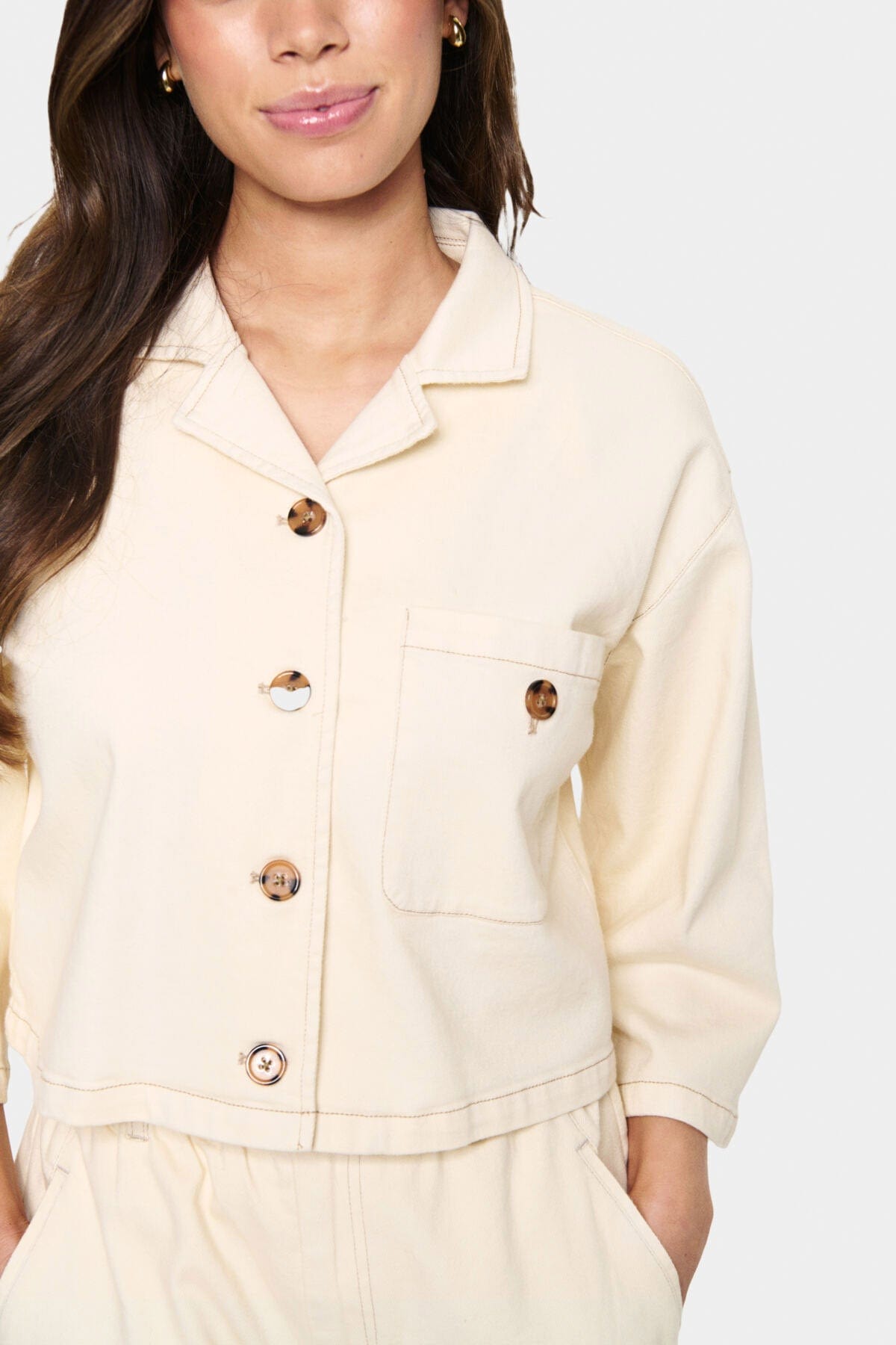 Saint Tropez Kayo Cotton Denim Shirt - Winter White