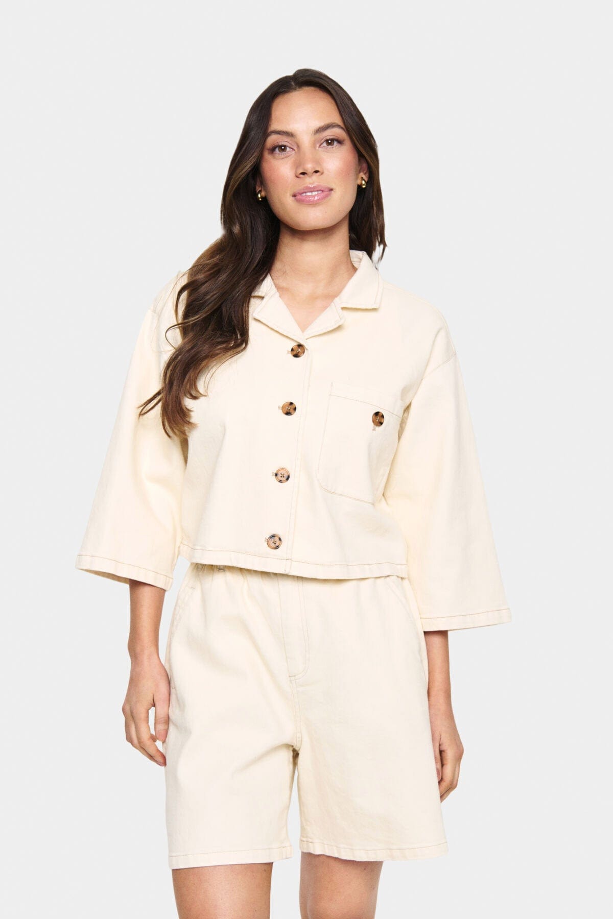 Saint Tropez Kayo Cotton Denim Shirt - Winter White
