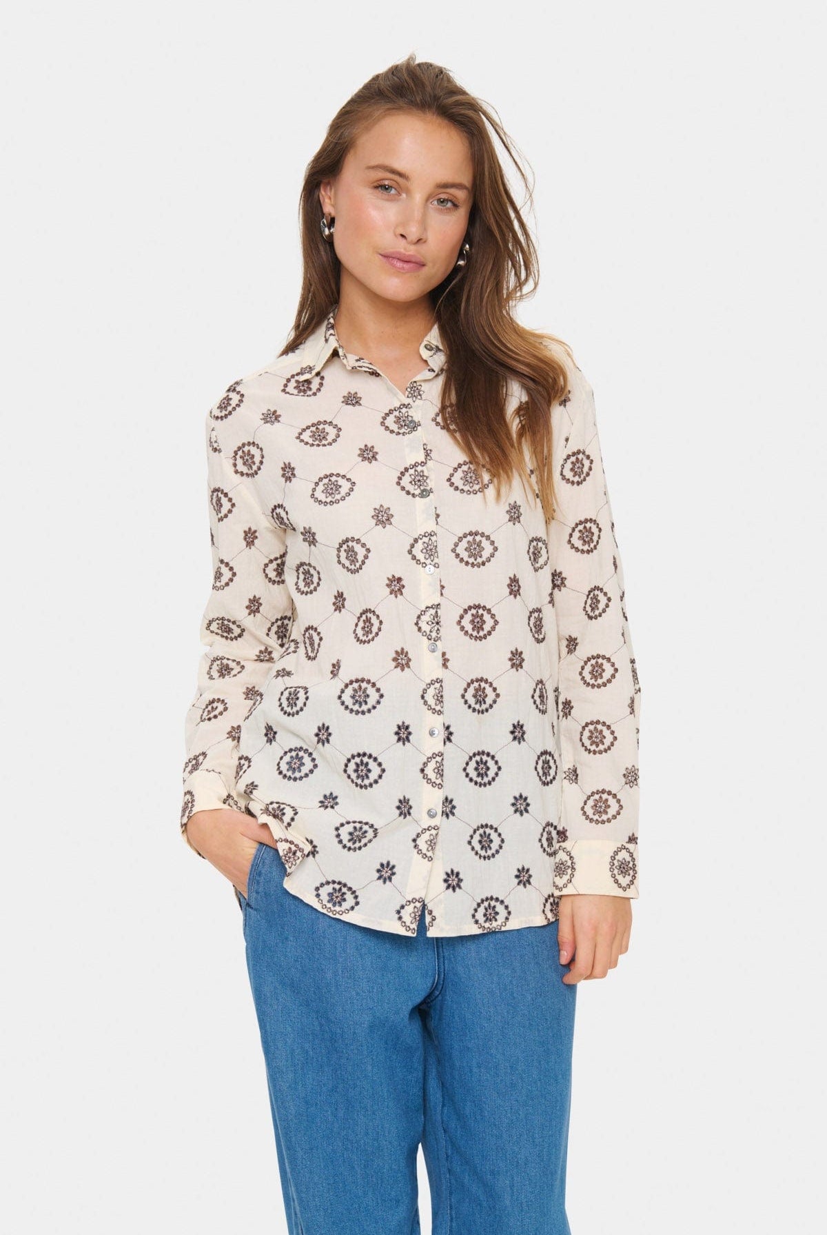 Saint Tropez Kendra Broderie Shirt - Winter White