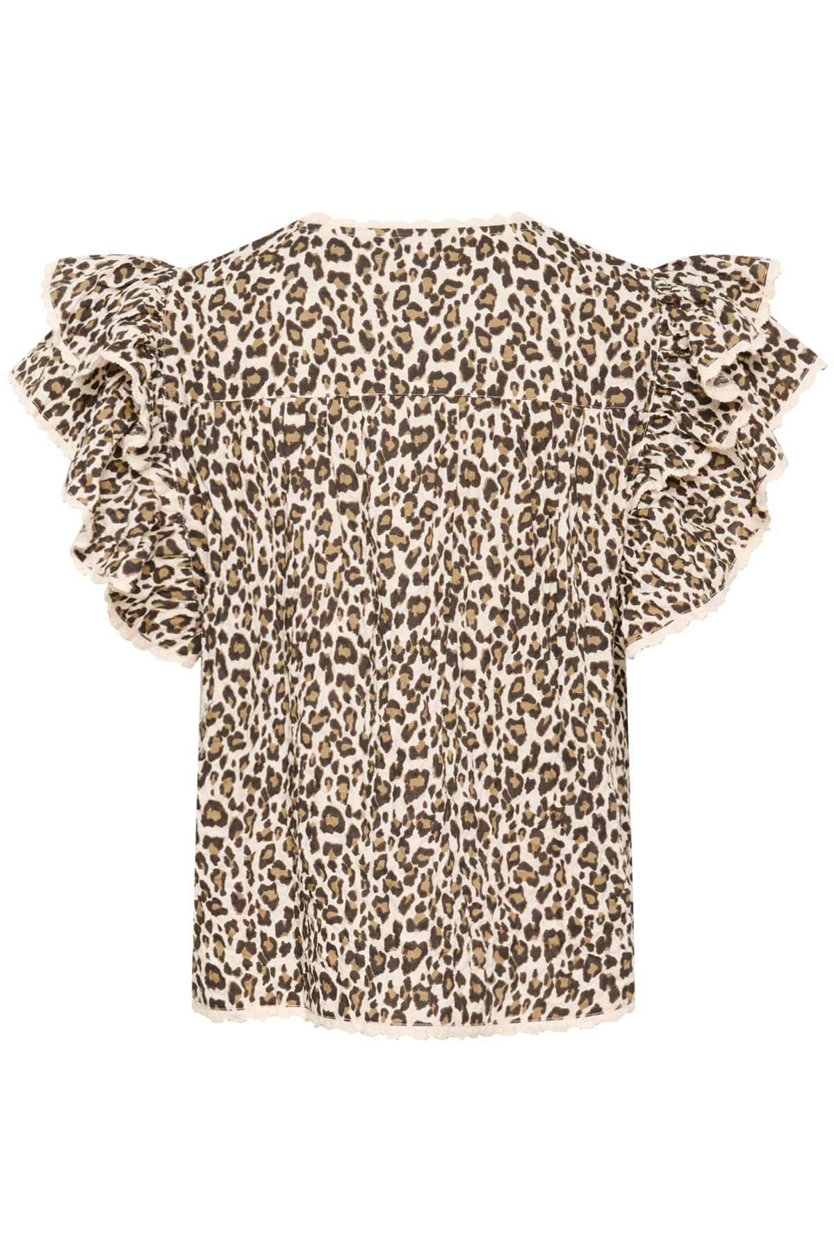 Saint Tropez Kirby Frill Detail Blouse - Creme Leopard Strokes