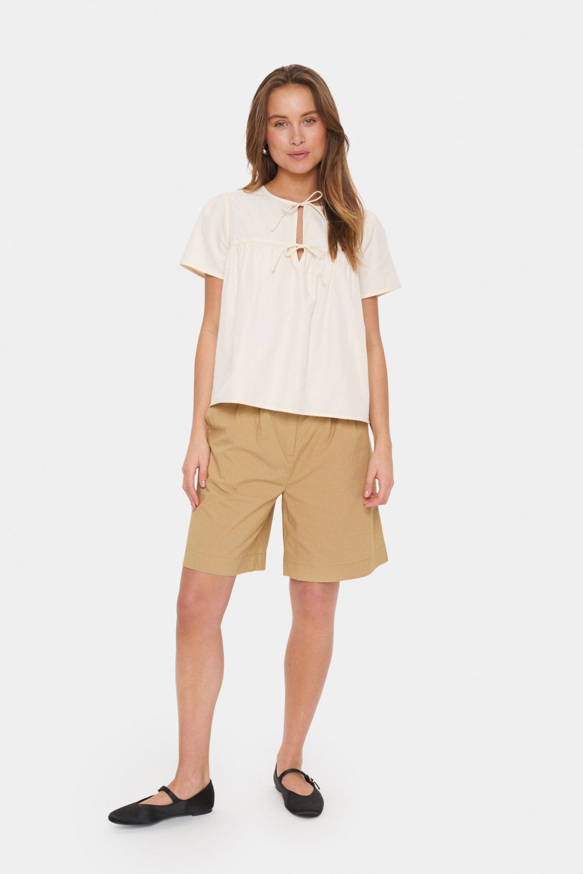 Saint Tropez Kitty Tie Detail Blouse - Winter White