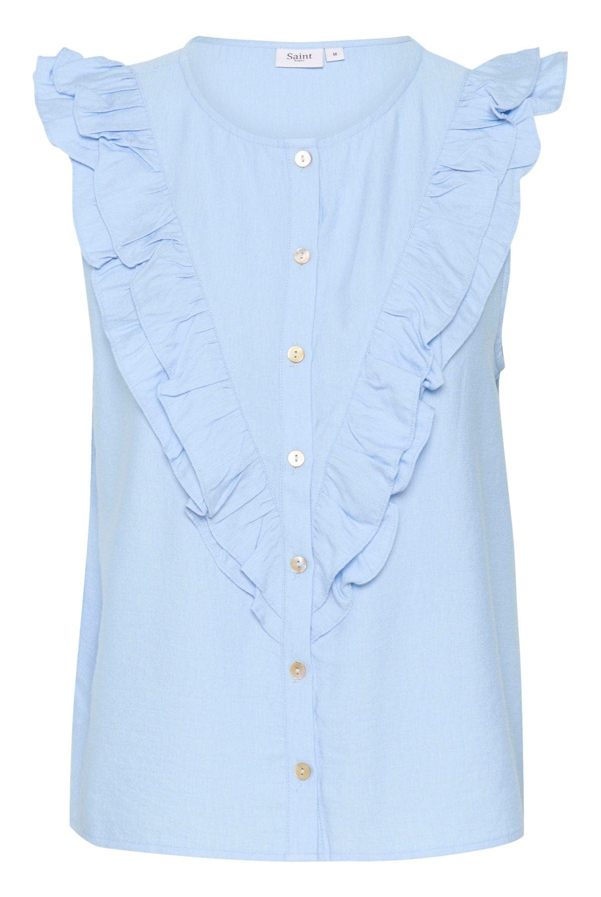 Saint Tropez Klaudia Ruffle Detail Sleeveless Top - Chambray Blue