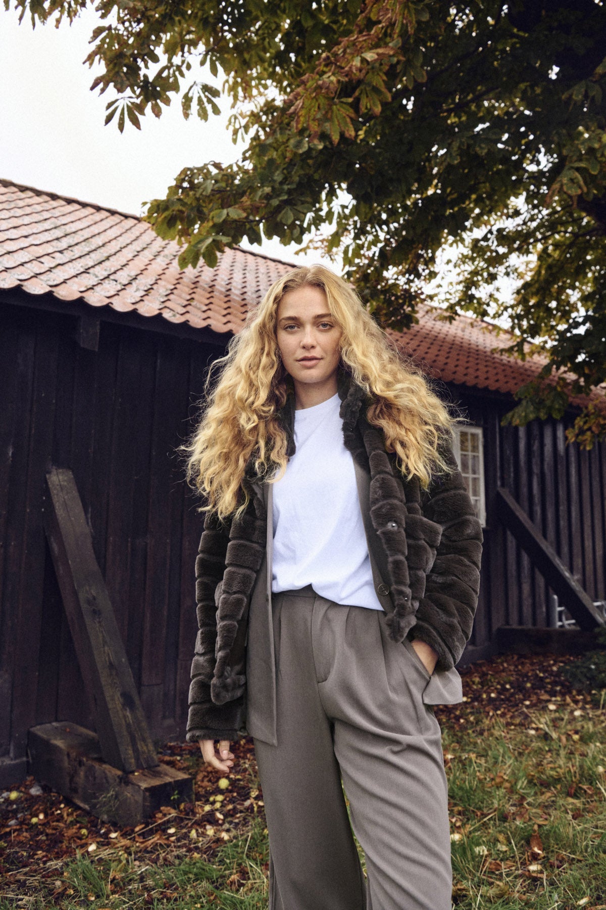 Saint Tropez Leonie Faux Fur Jacket - Chocolate Brown