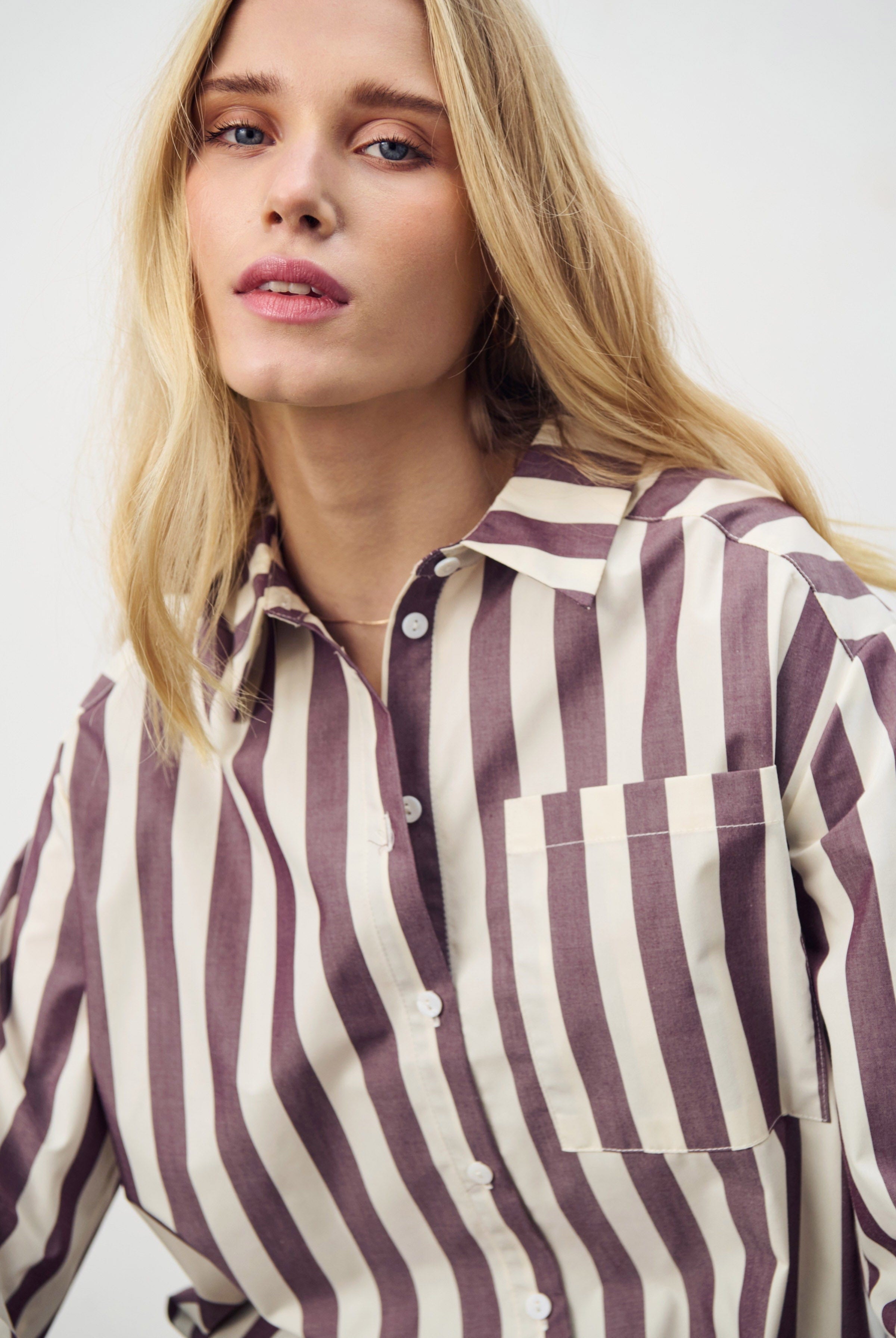 Saint Tropez Lieke Stripe Shirt - Decadent Chocolate Ice Stripe