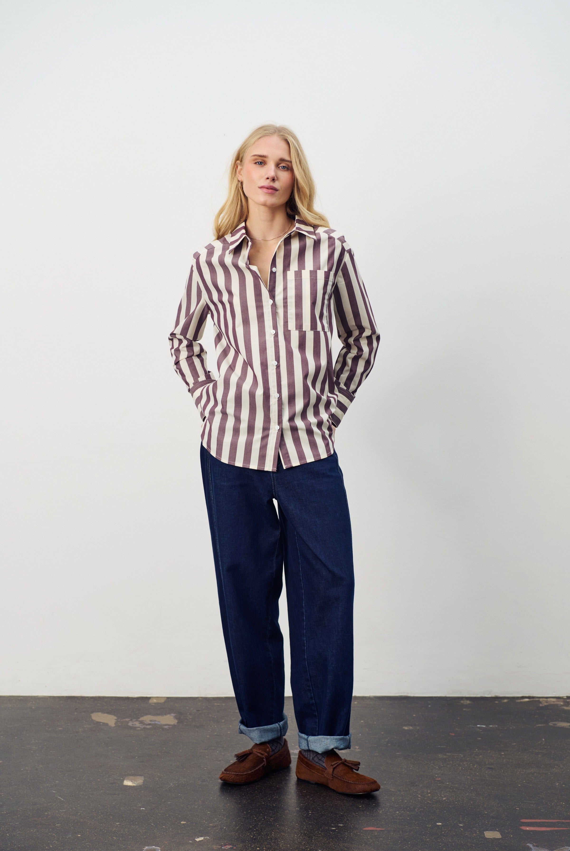 Saint Tropez Lieke Stripe Shirt - Decadent Chocolate Ice Stripe