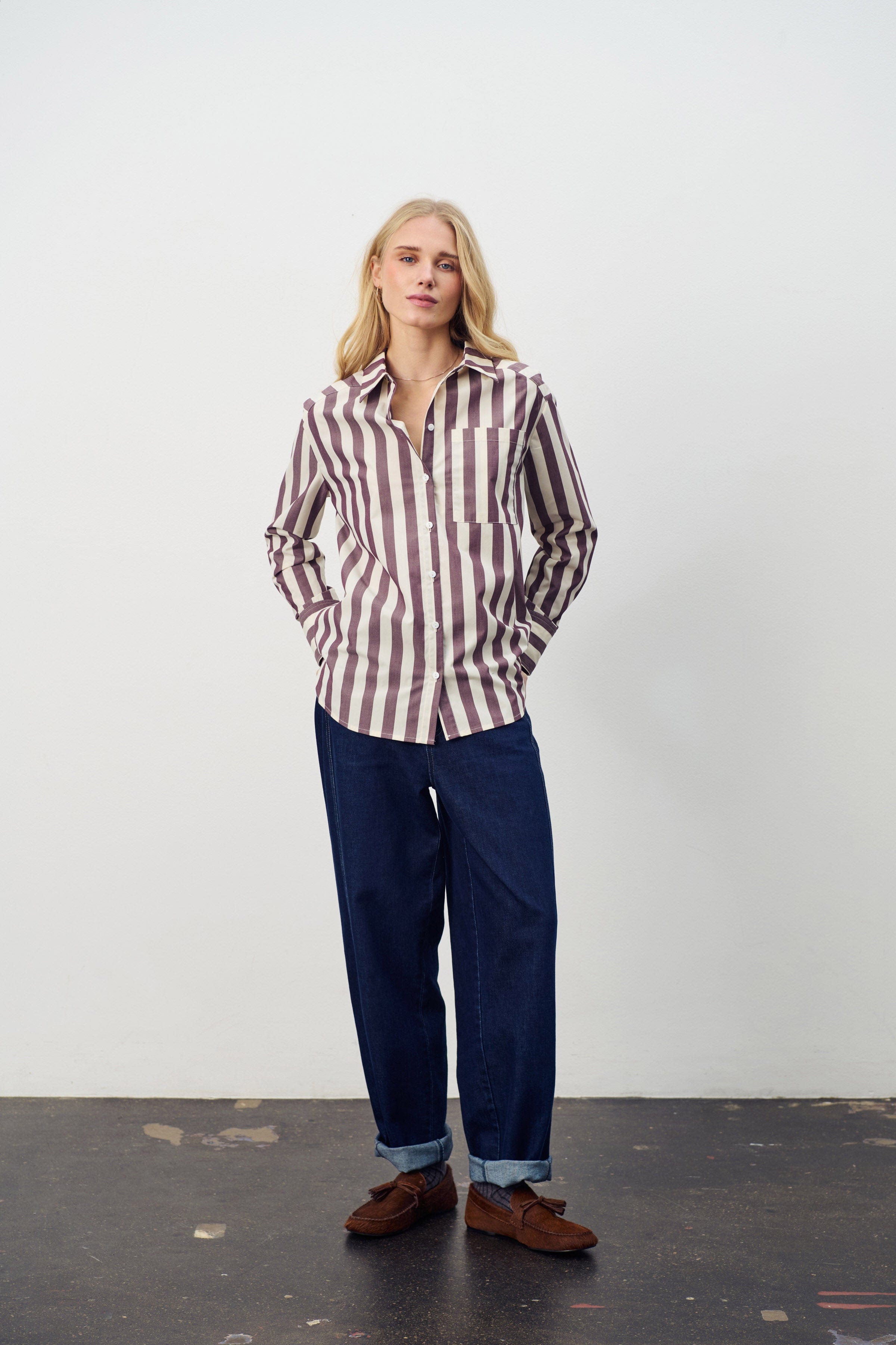 Saint Tropez Lieke Stripe Shirt - Decadent Chocolate Ice Stripe