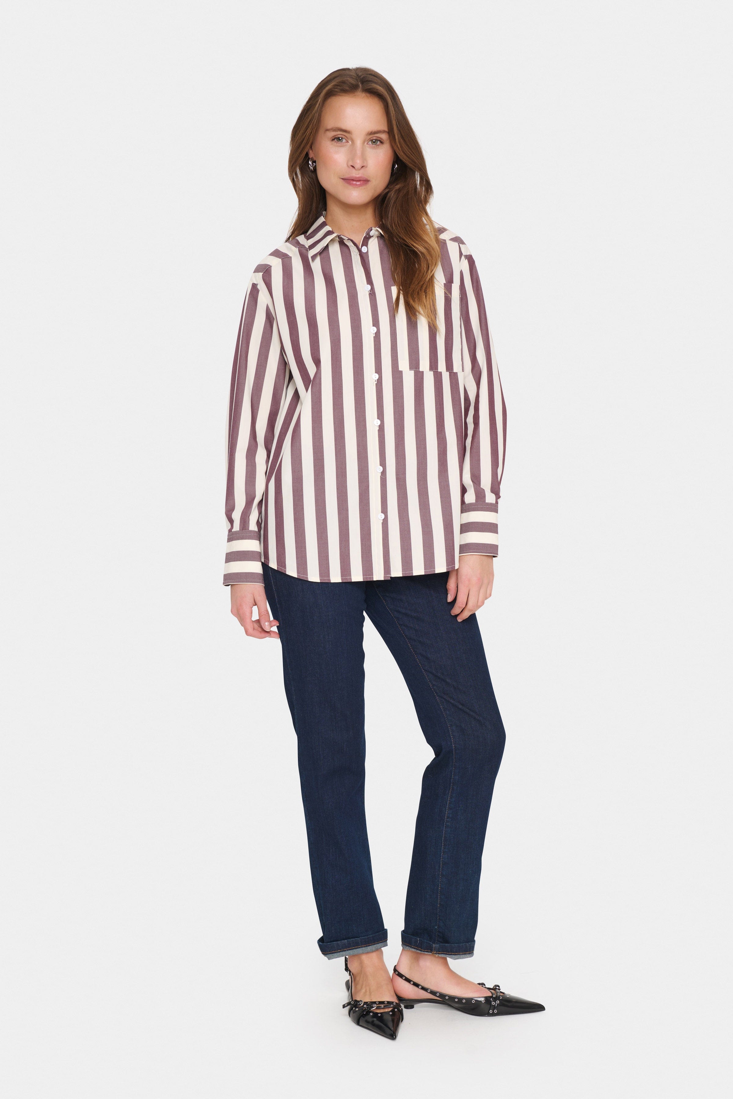 Saint Tropez Lieke Stripe Shirt - Decadent Chocolate Ice Stripe