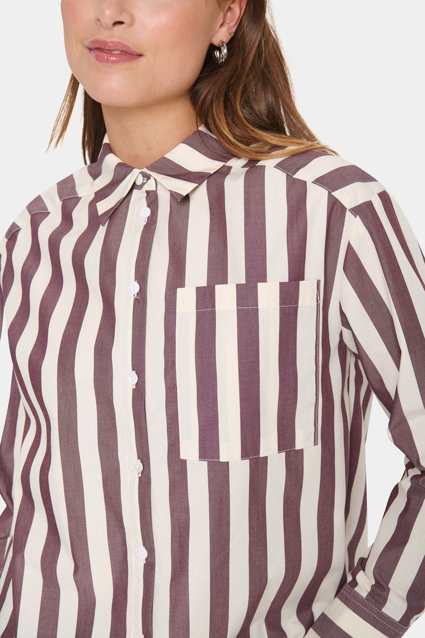Saint Tropez Lieke Stripe Shirt - Decadent Chocolate Ice Stripe