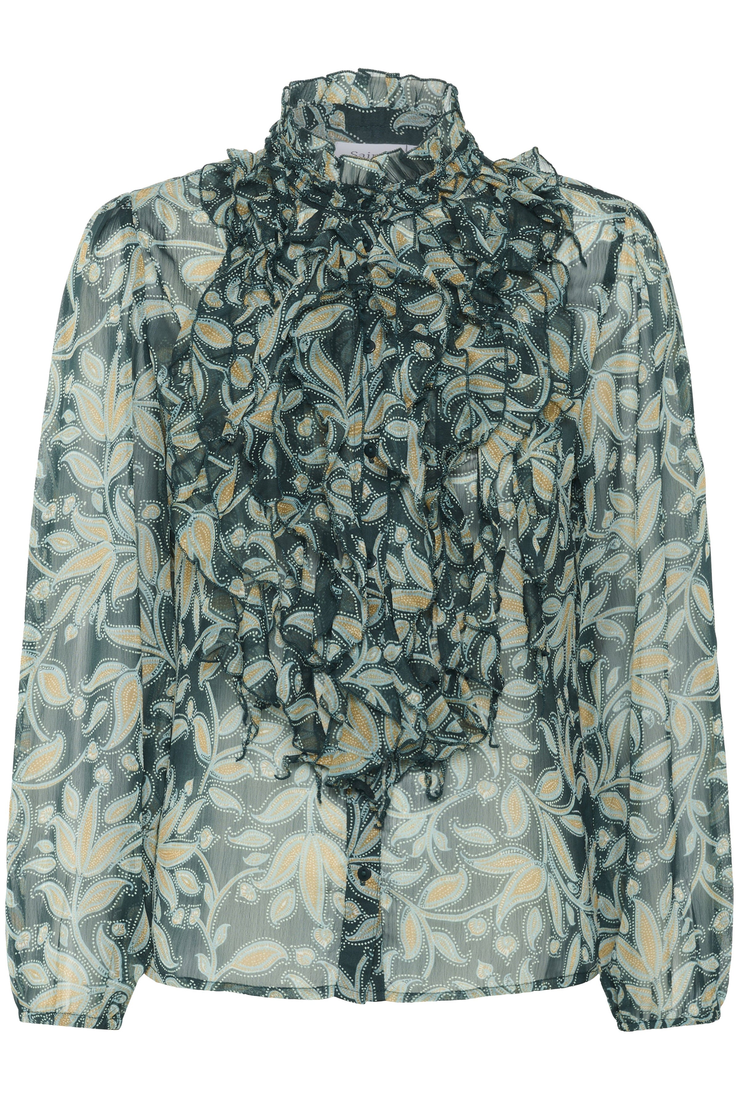 Saint Tropez Lilja Ruffle Detail Blouse - Pine Autumn Floral