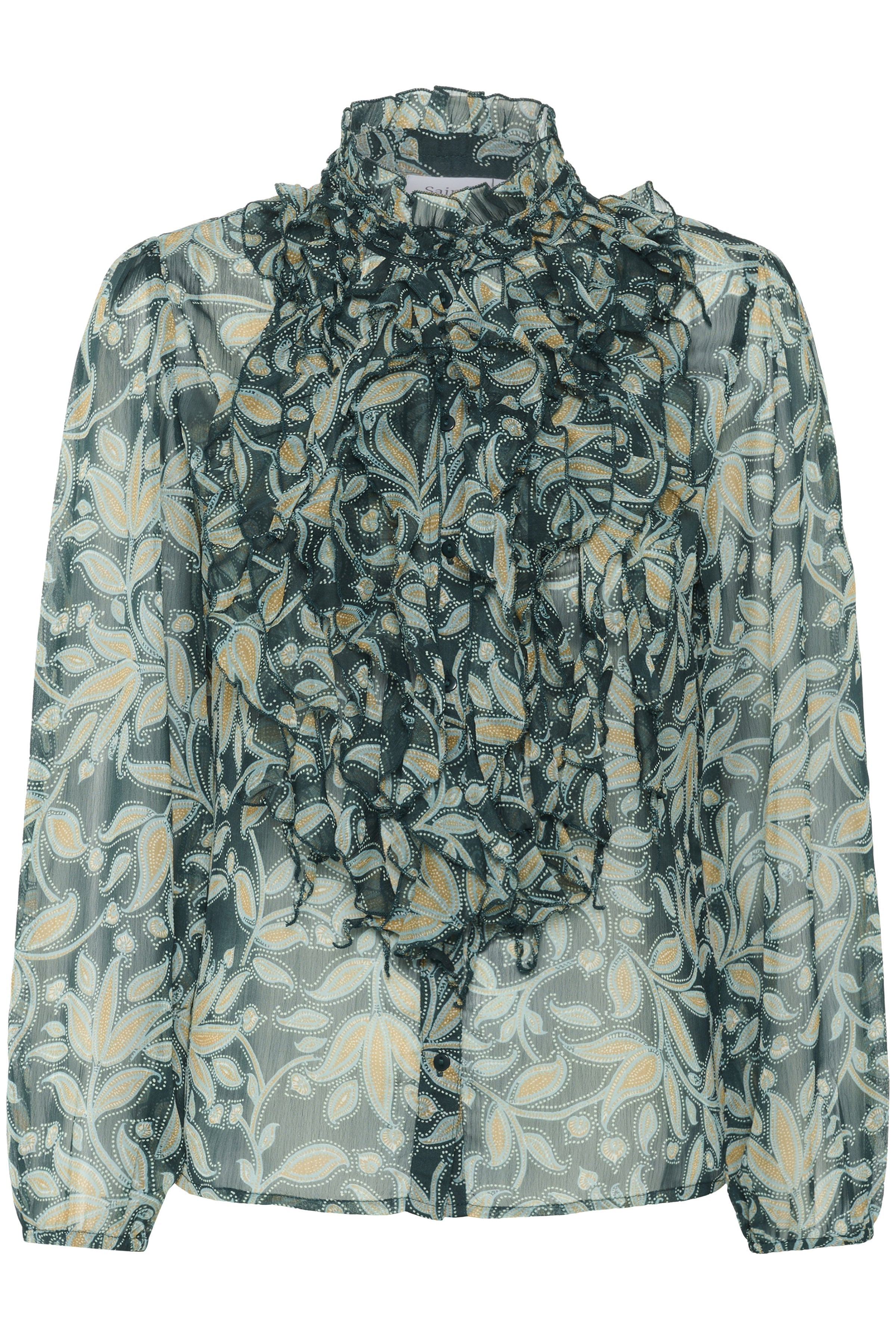 Saint Tropez Lilja Ruffle Detail Blouse - Pine Autumn Floral