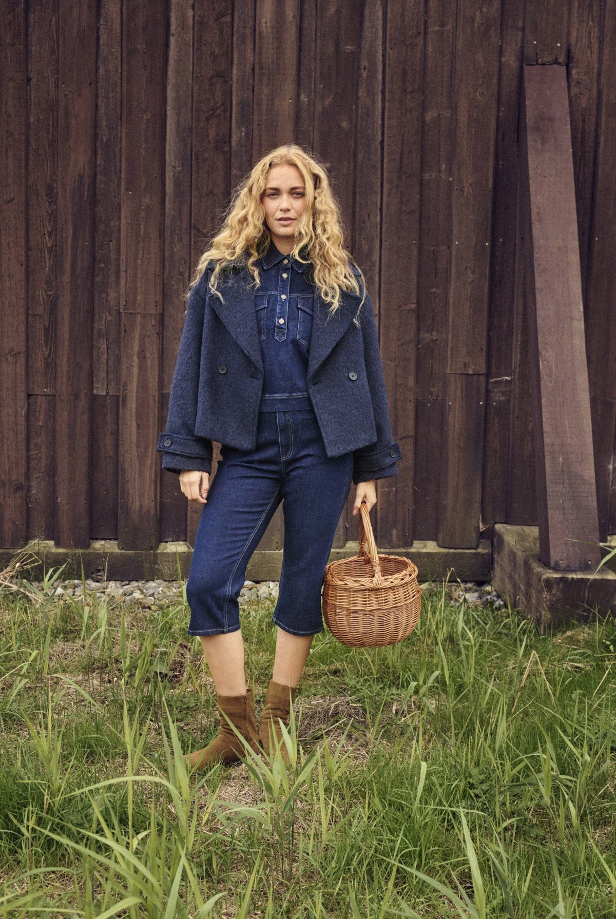 Saint Tropez Lira Wool Blend Short Coat - Night Sky