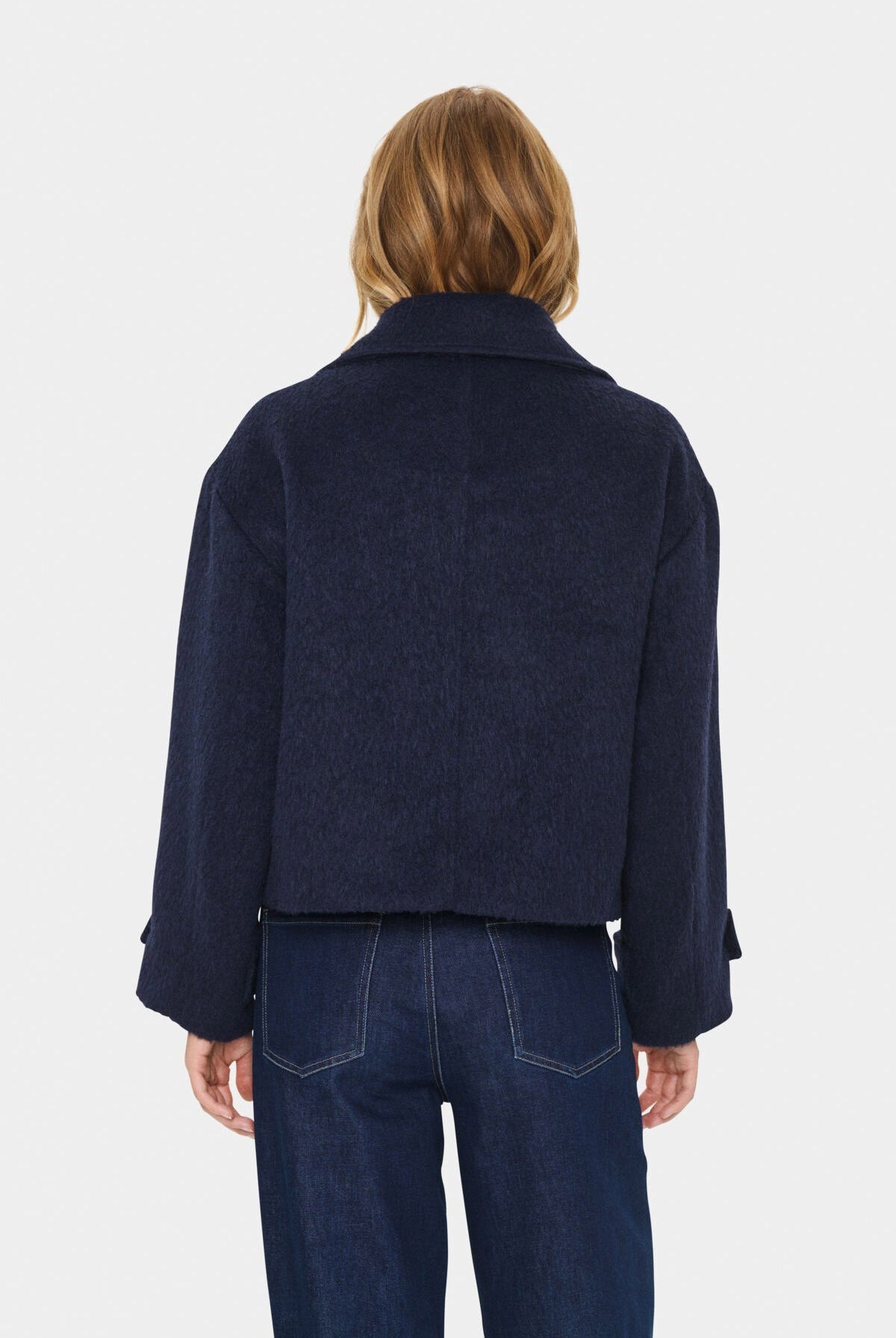 Saint Tropez Lira Wool Blend Short Coat - Night Sky