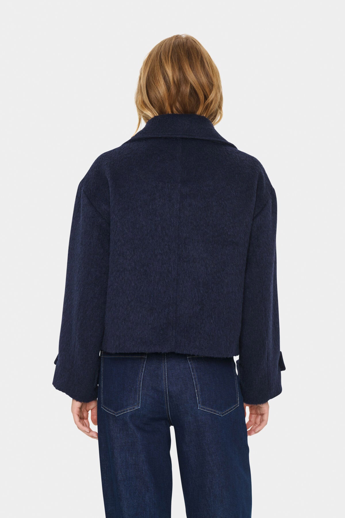 Saint Tropez Lira Wool Blend Short Coat - Night Sky