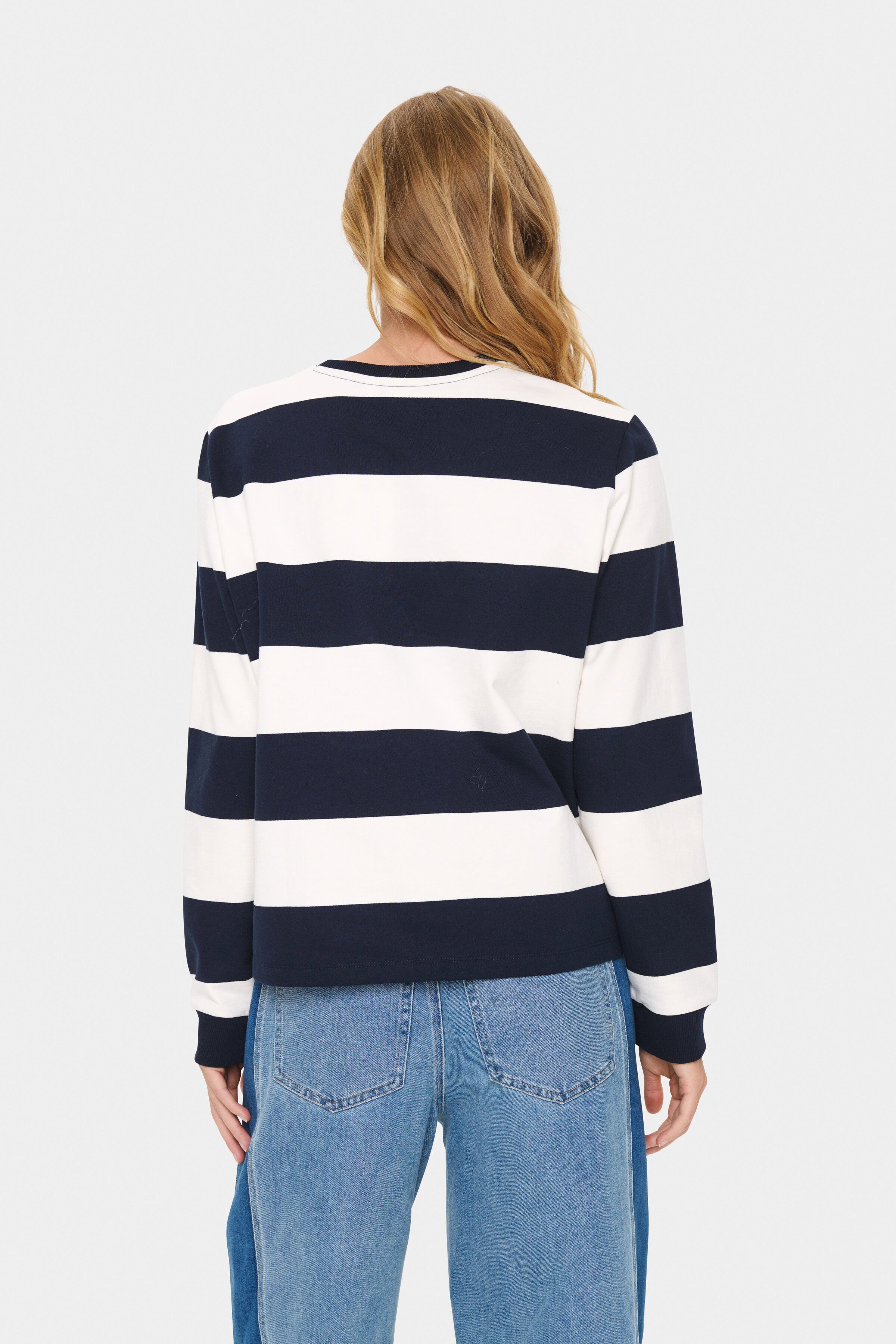 Saint Tropez Majsa Stripe Sweatshirt - Nightsky Ice Block Stripe