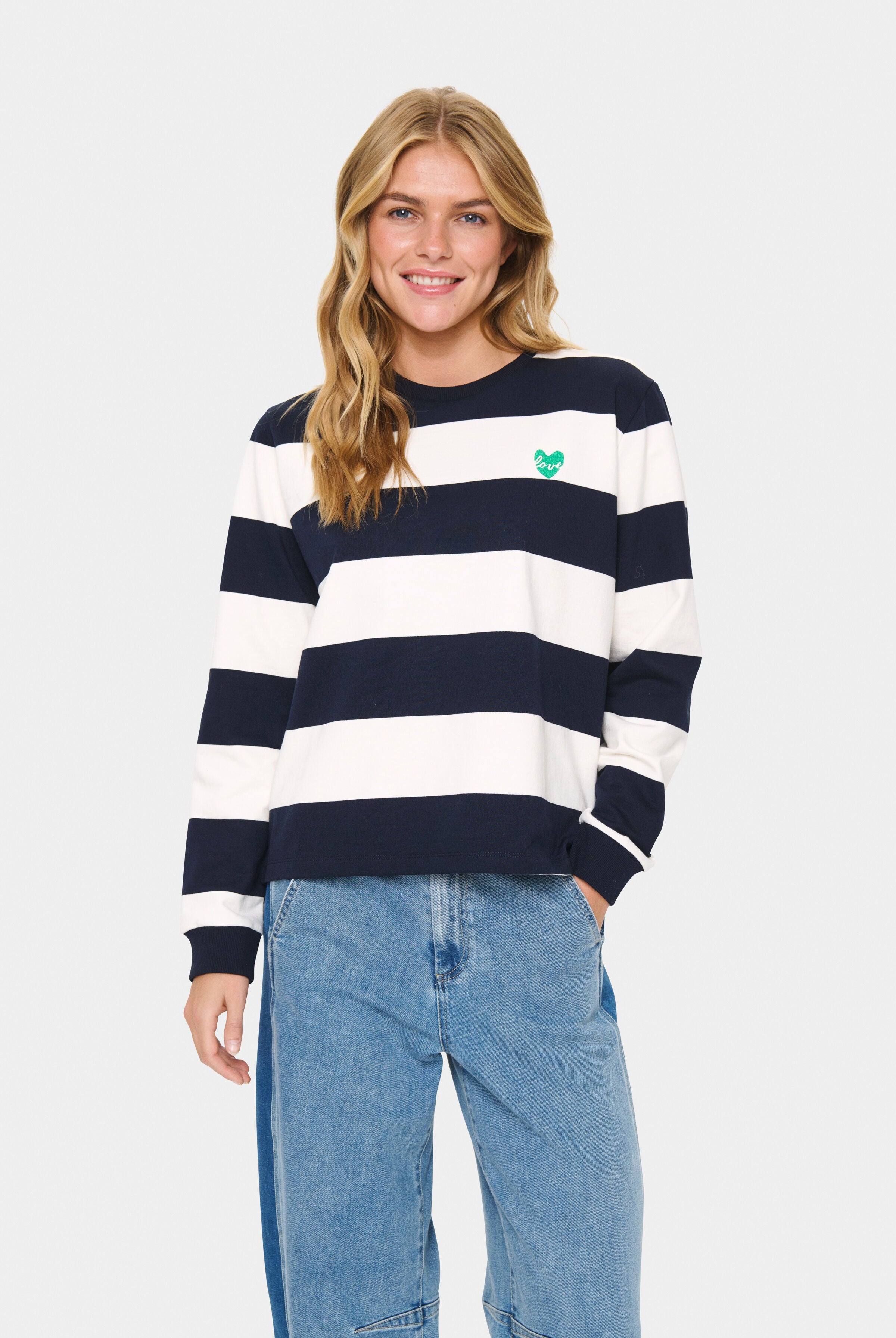 Saint Tropez Majsa Stripe Sweatshirt - Nightsky Ice Block Stripe