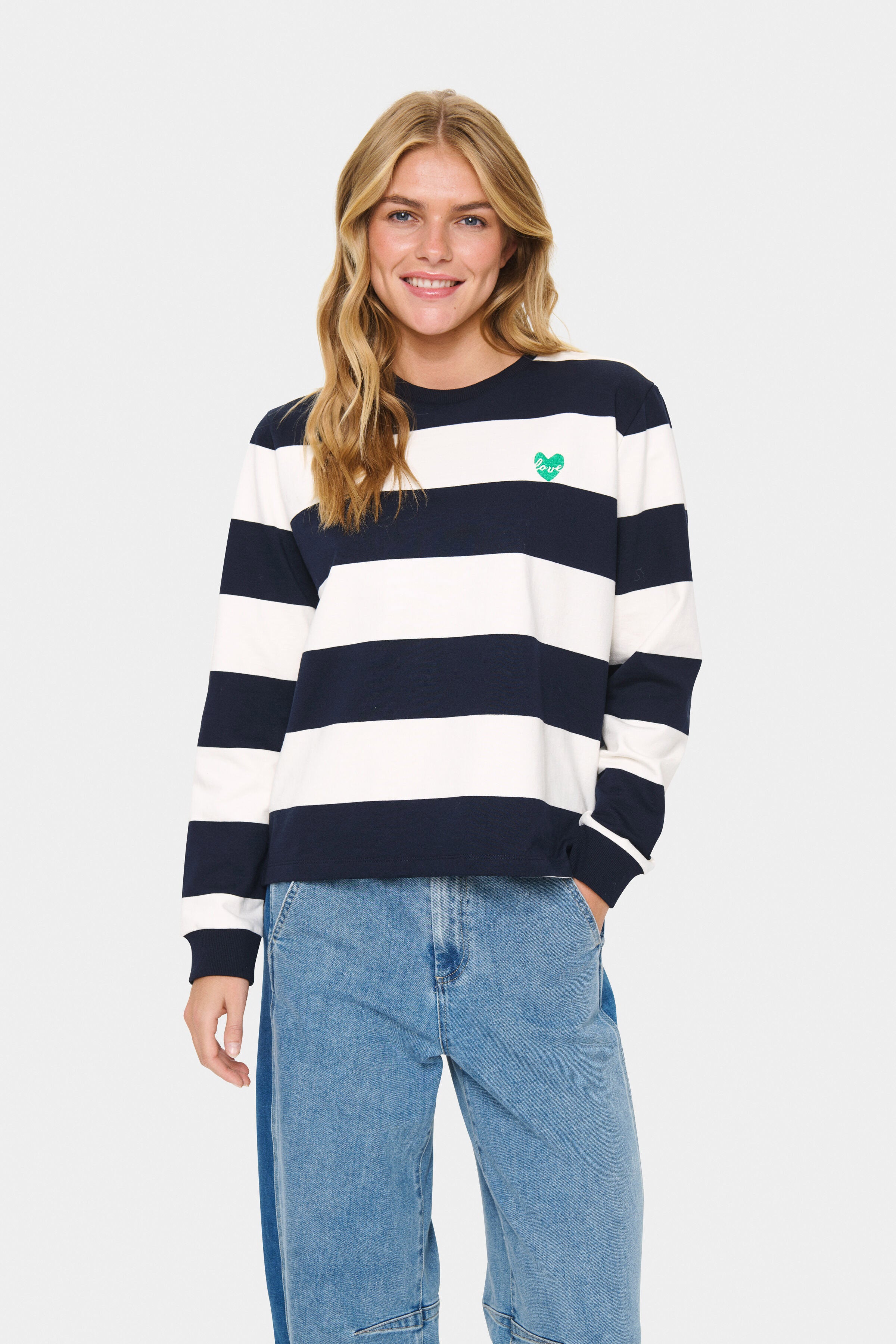 Saint Tropez Majsa Stripe Sweatshirt - Nightsky Ice Block Stripe