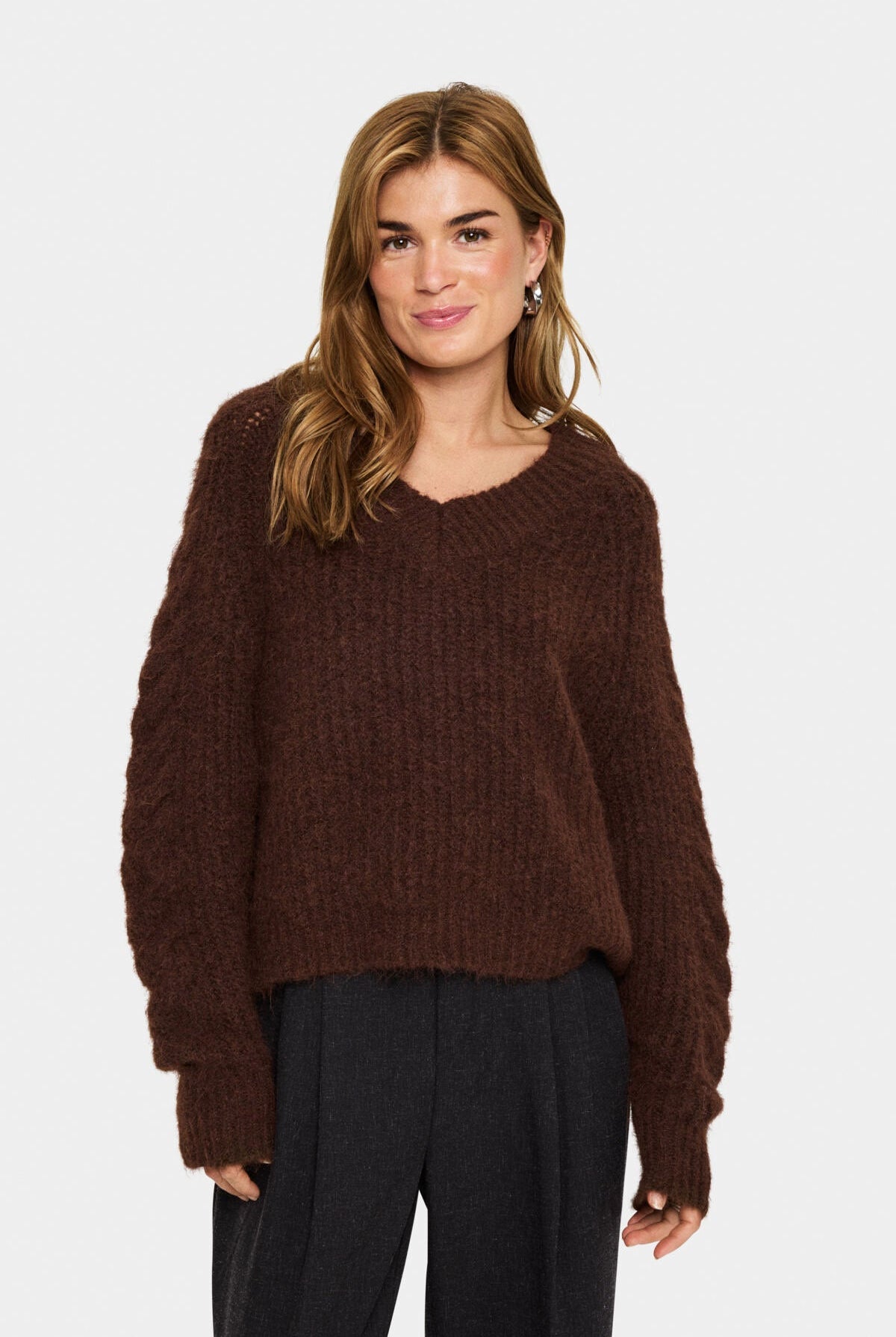 Saint Tropez Manda Cable Detail Jumper - Fondue Fudge Melange
