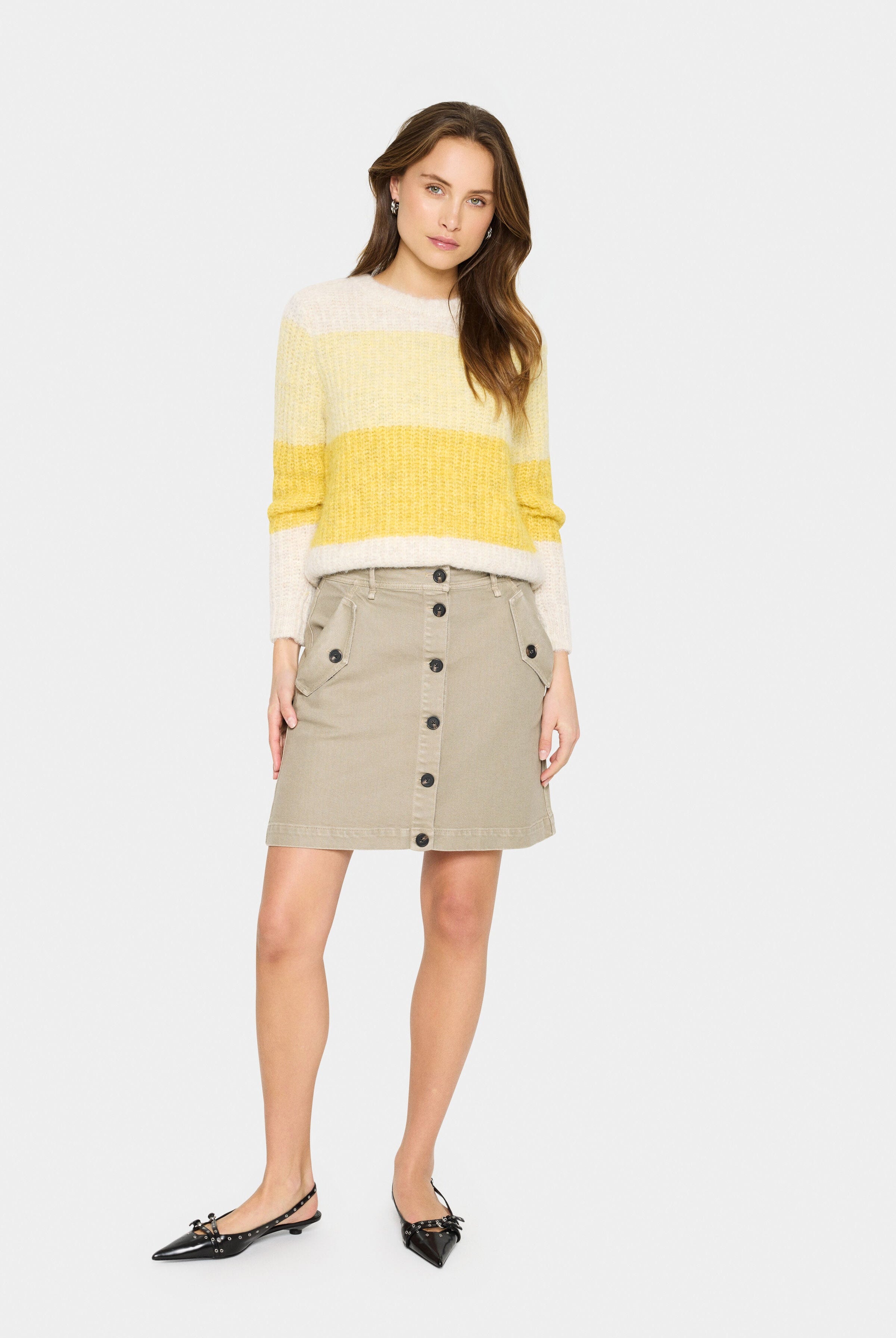 Saint Tropez Mandy Stripe Jumper - Misted Yellow Melange