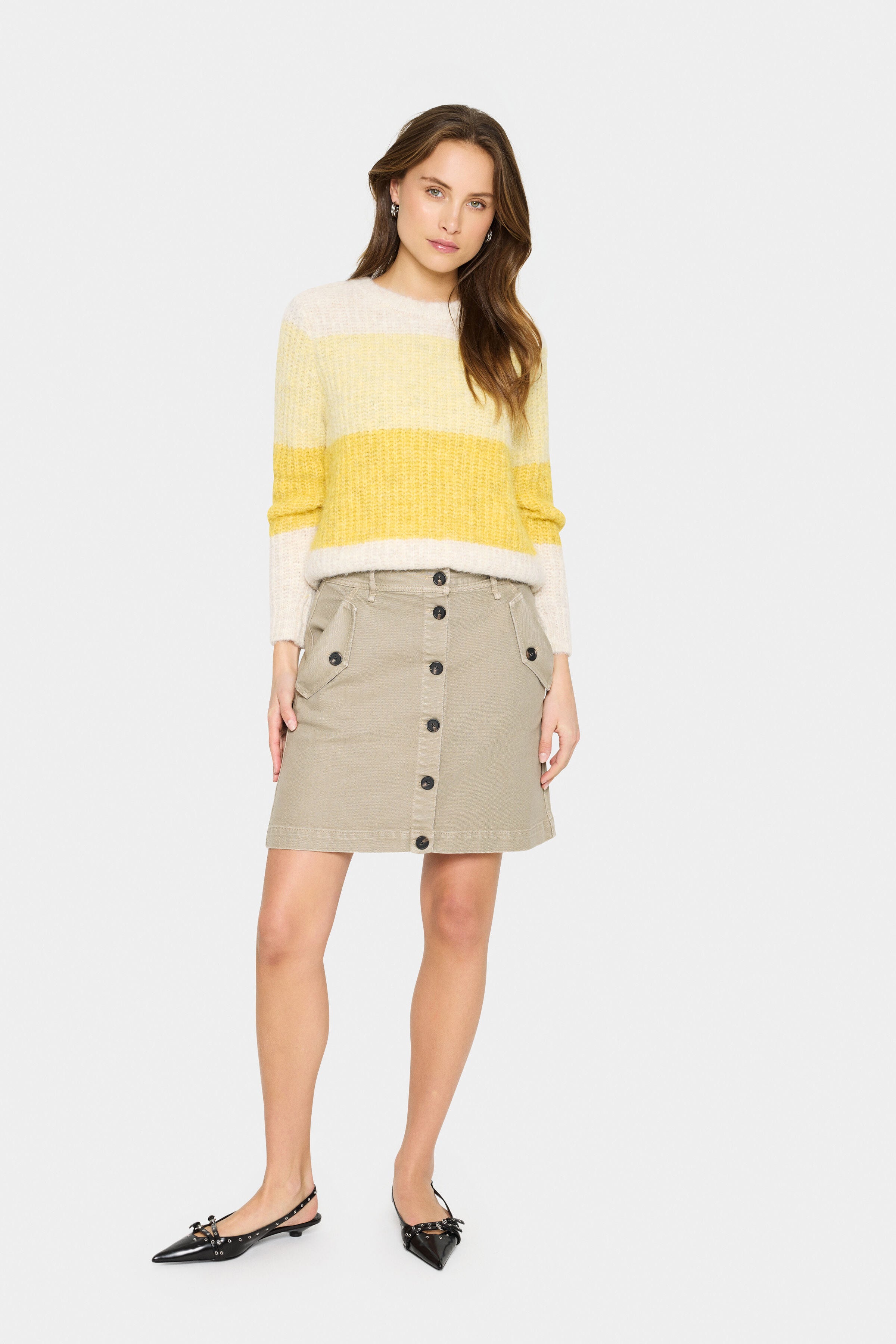 Saint Tropez Mandy Stripe Jumper - Misted Yellow Melange