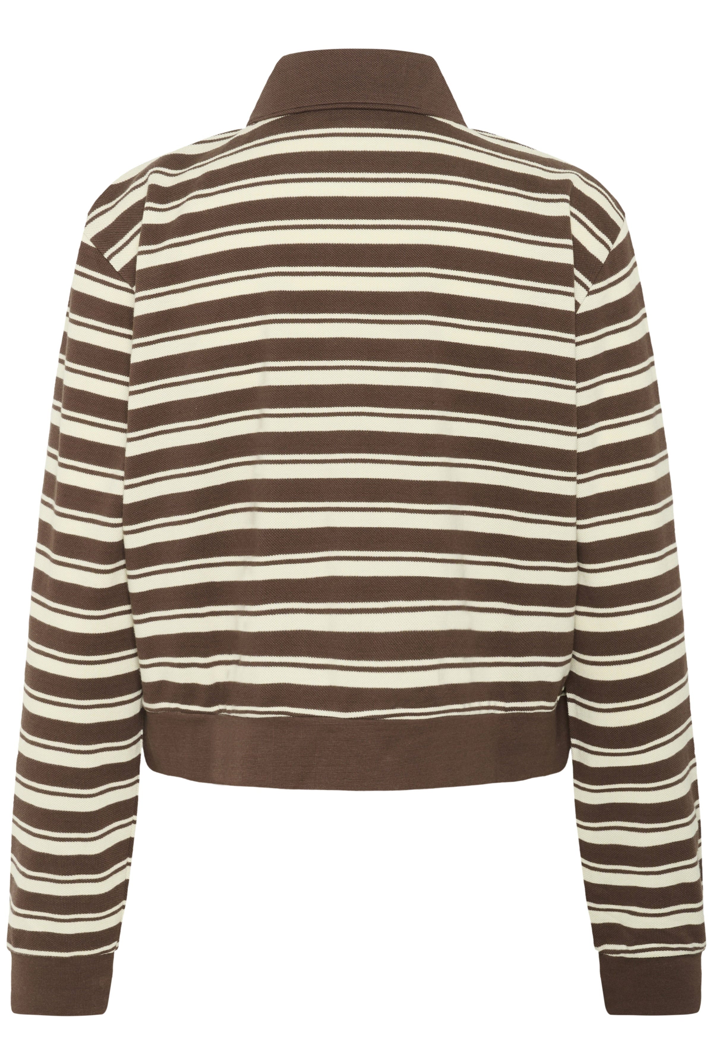 Saint Tropez Marjorie Stripe Long Sleeve Polo - Fondue Fudge Stripe