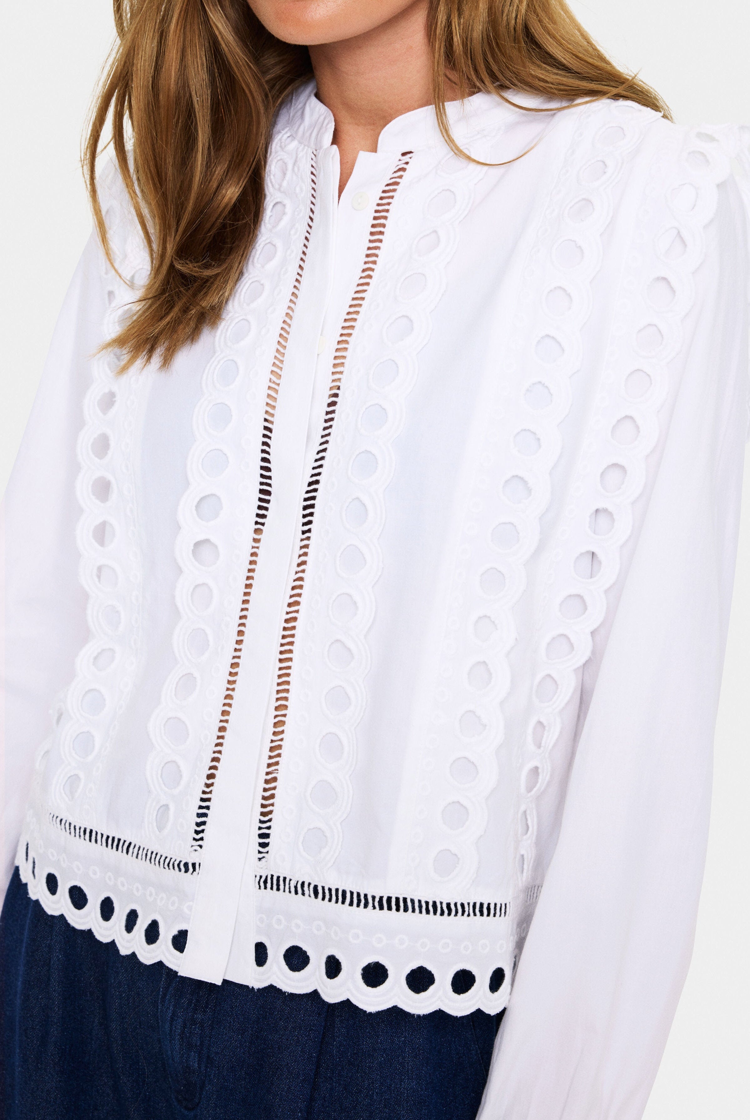 Saint Tropez Marlee Broderie Anglaise Shirt - Bright White