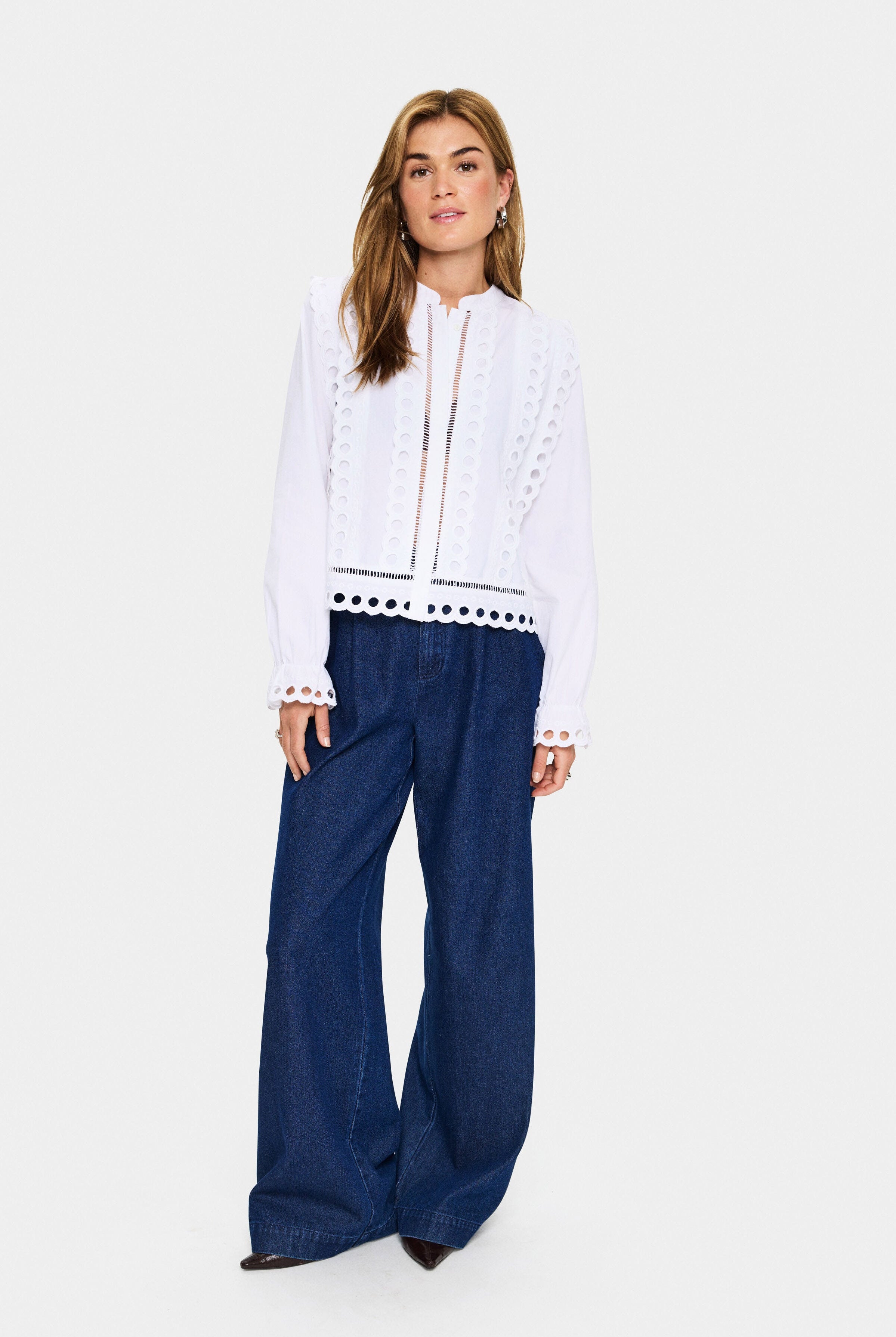 Saint Tropez Marlee Broderie Anglaise Shirt - Bright White