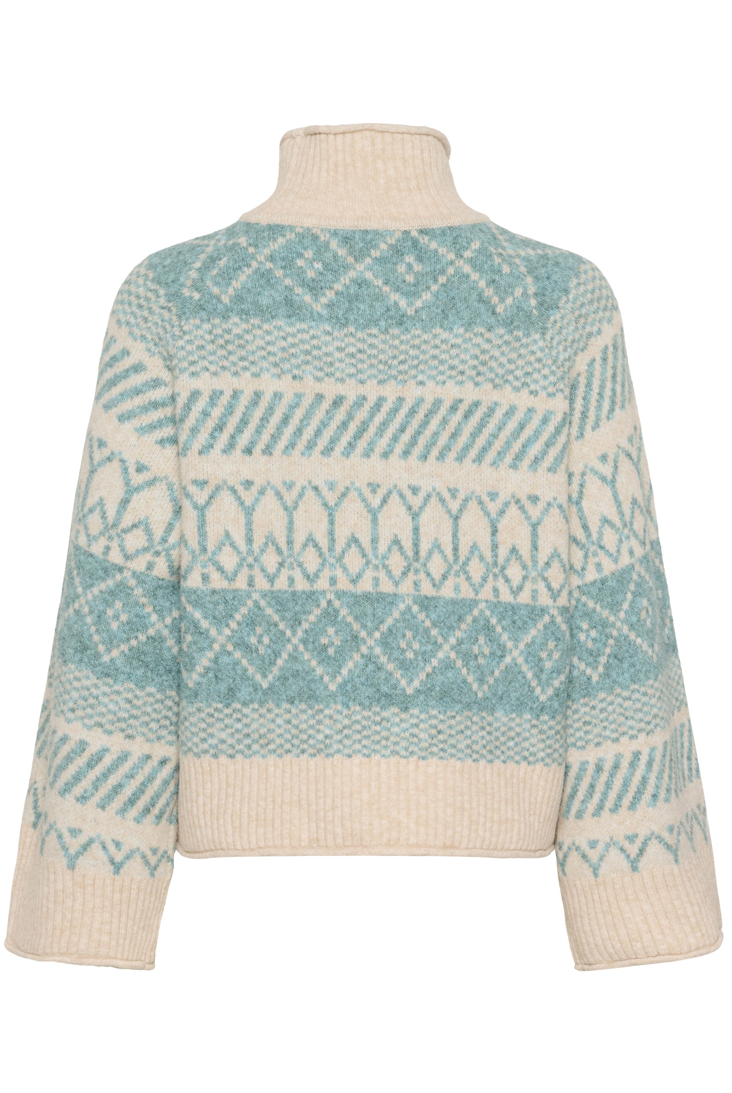 Saint Tropez Micha Rollneck Patterned Jumper - Aqua Haze Melange
